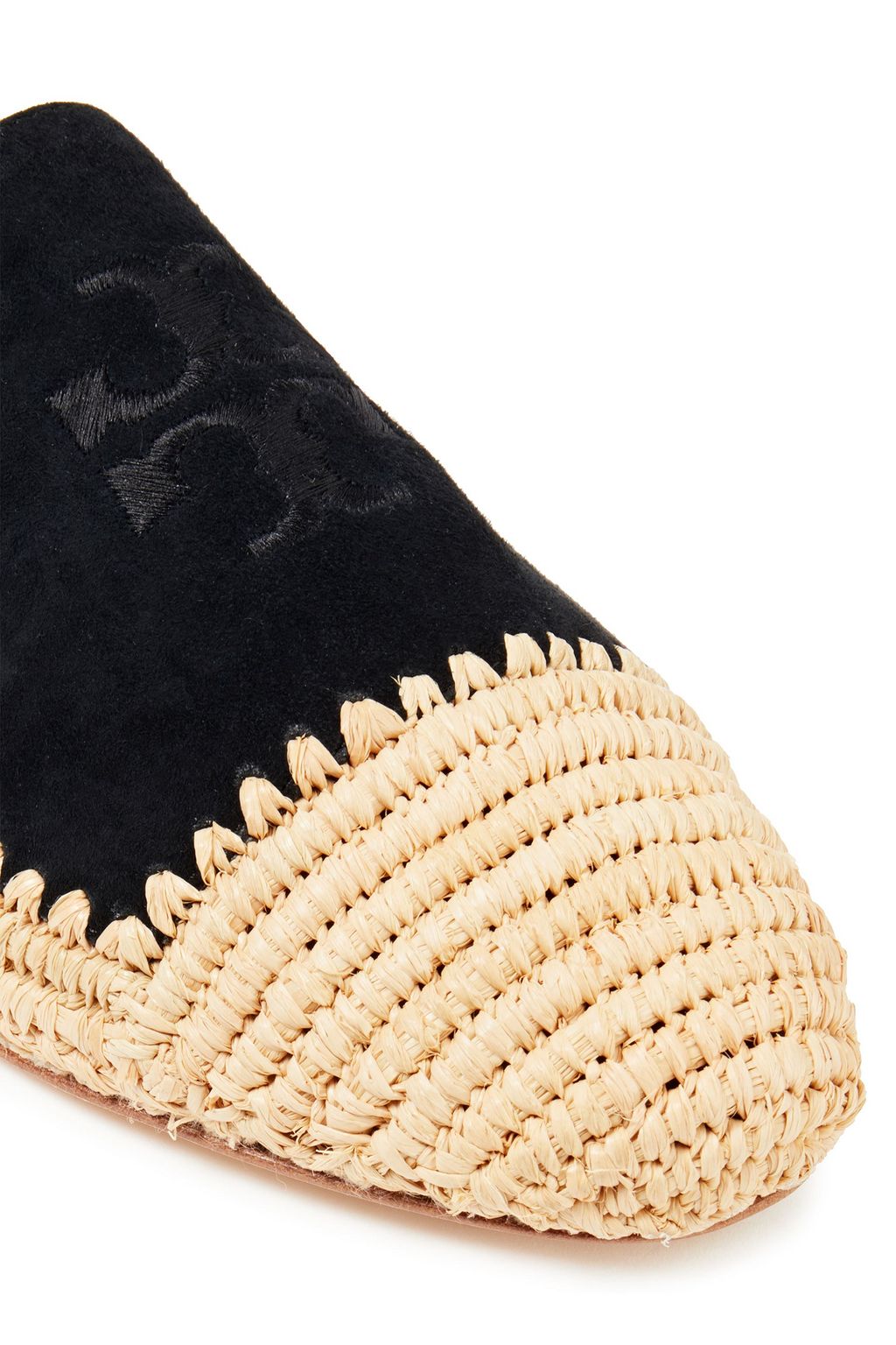 TORY BURCH Arianne embroidered suede and jute espadrilles