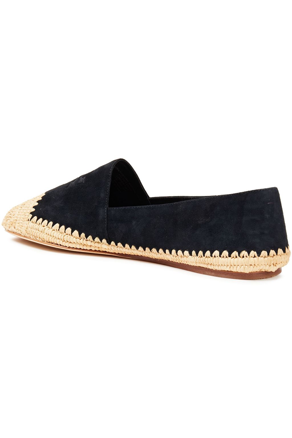 TORY BURCH Arianne embroidered suede and jute espadrilles