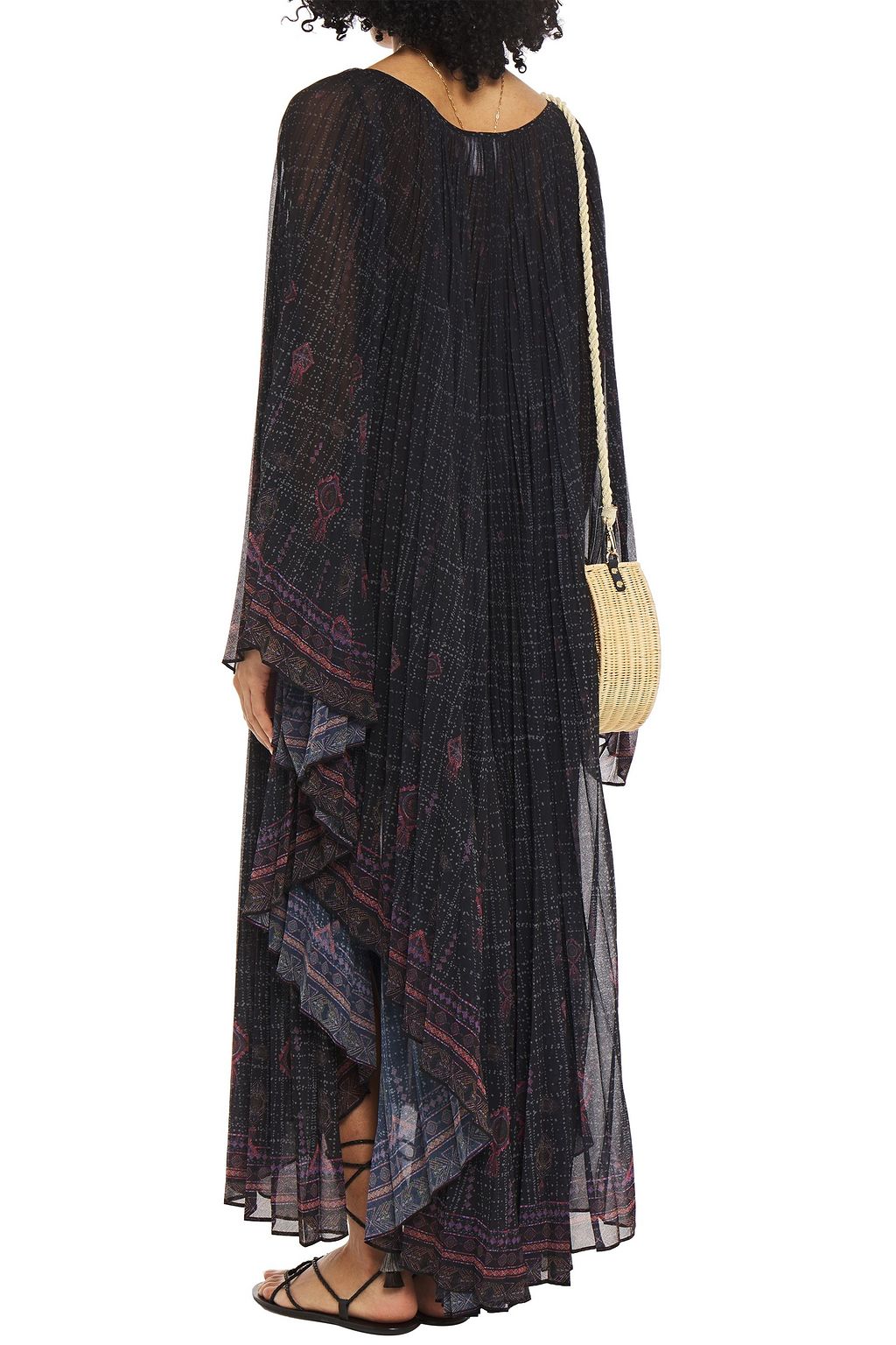 CAMILLA Lace-paneled crystal-embellished printed chiffon maxi dress