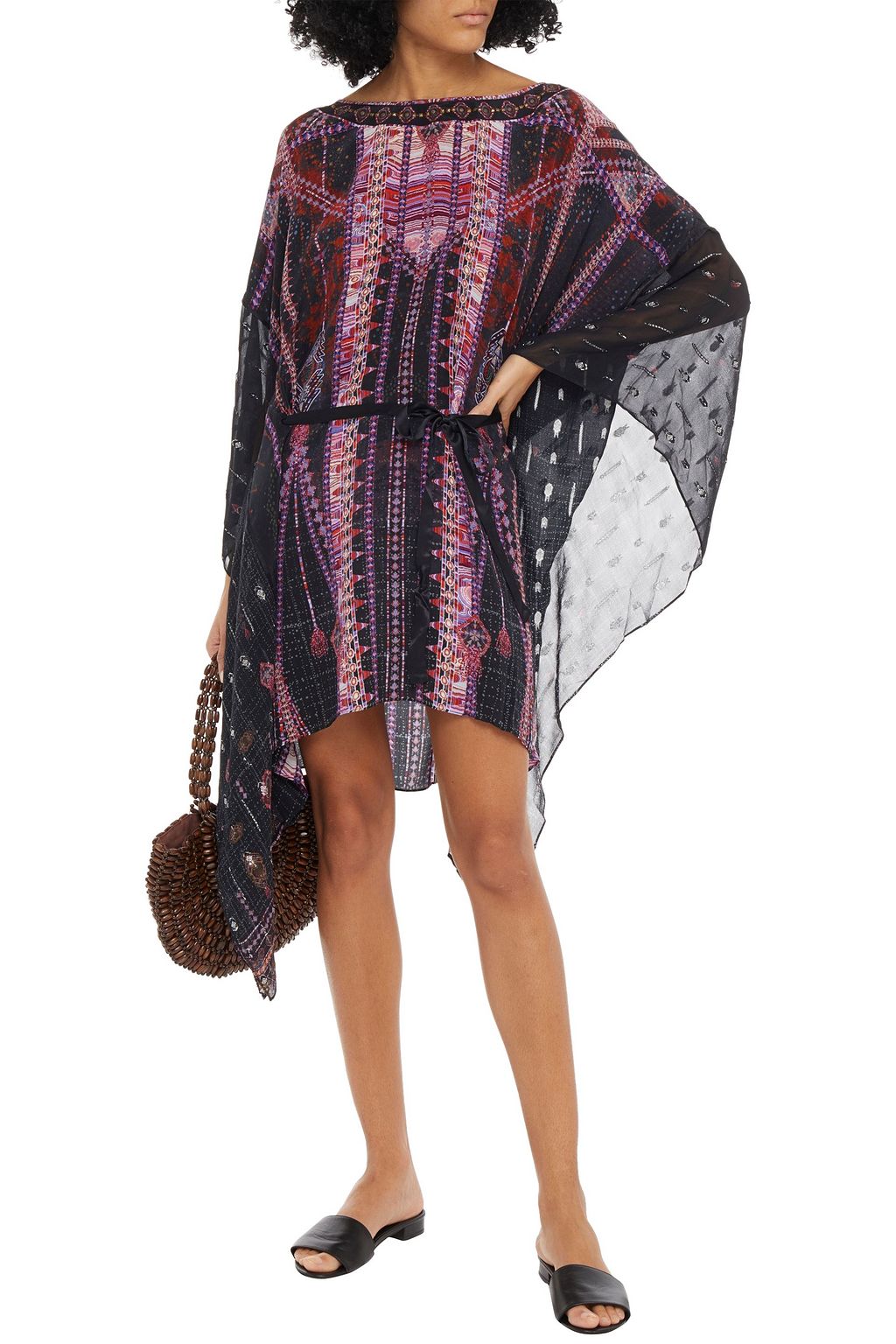 CAMILLA Studded printed fil coupé silk crepe de chine mini dress