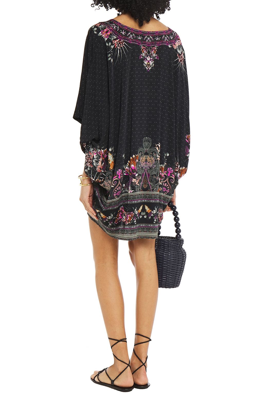 CAMILLA Crystal-embellished printed stretch-jersey mini dress