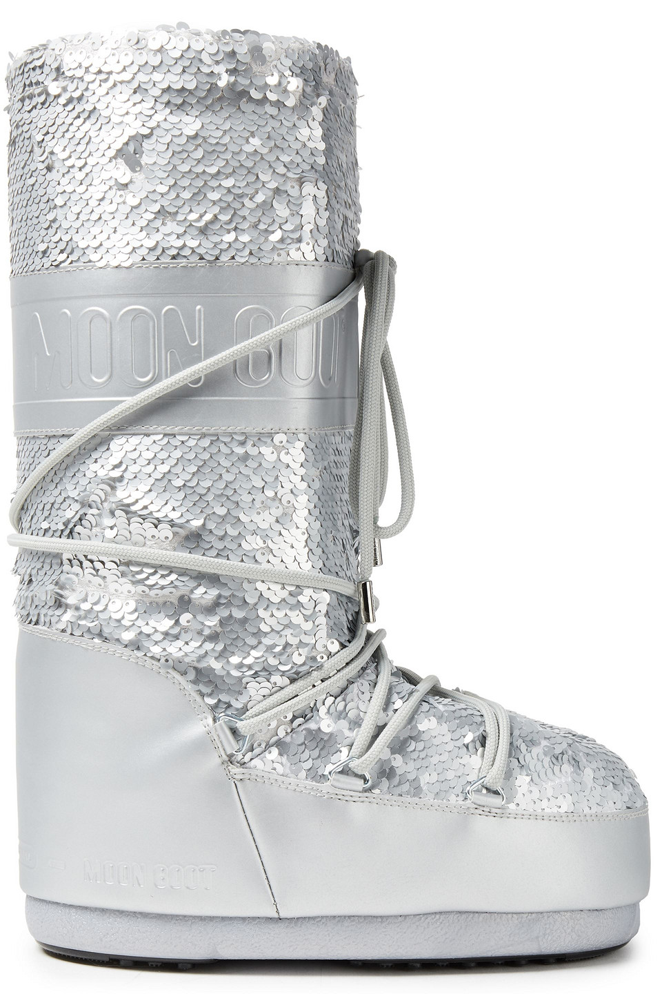 Moon Boot Sequined Shell Snow Boots In Silver