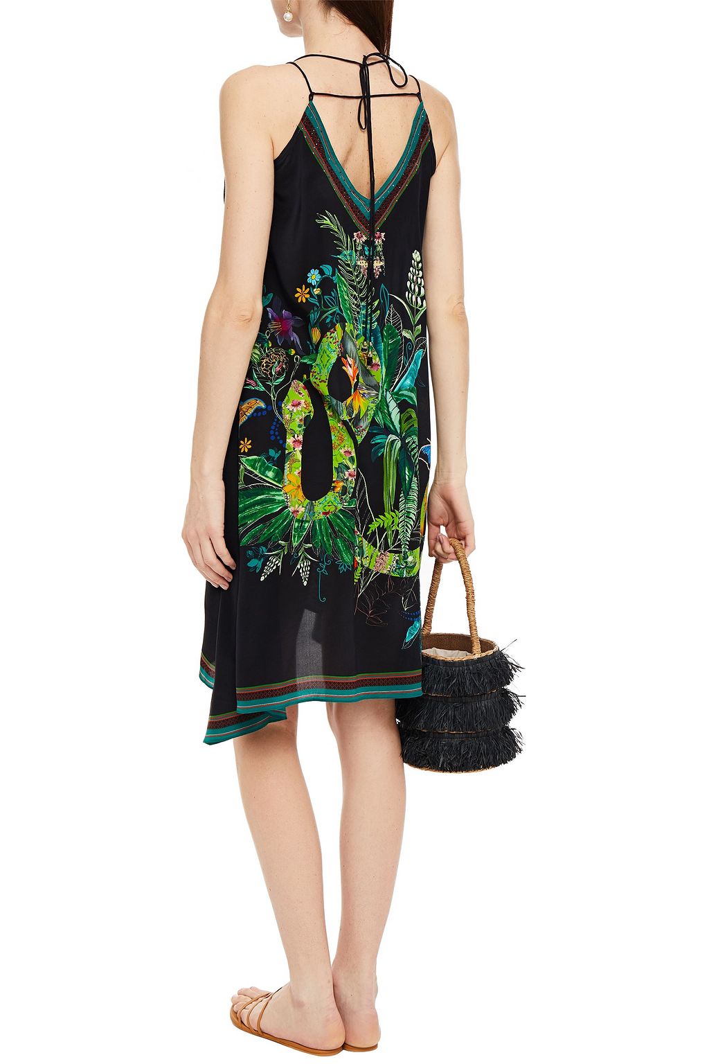 CAMILLA Crystal-embellished printed silk crepe de chine dress