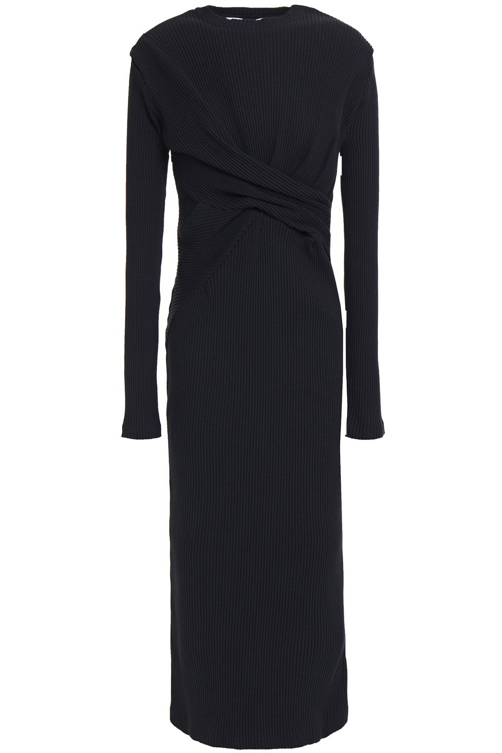 ミッドナイトブルー クロスオーバー リブ編みジャージー ミディワンピース The Outnet Victoria Victoria Beckham The Outnet