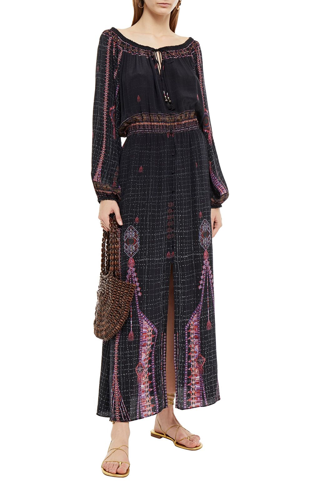 CAMILLA Crystal-embellished printed silk crepe de chine maxi dress