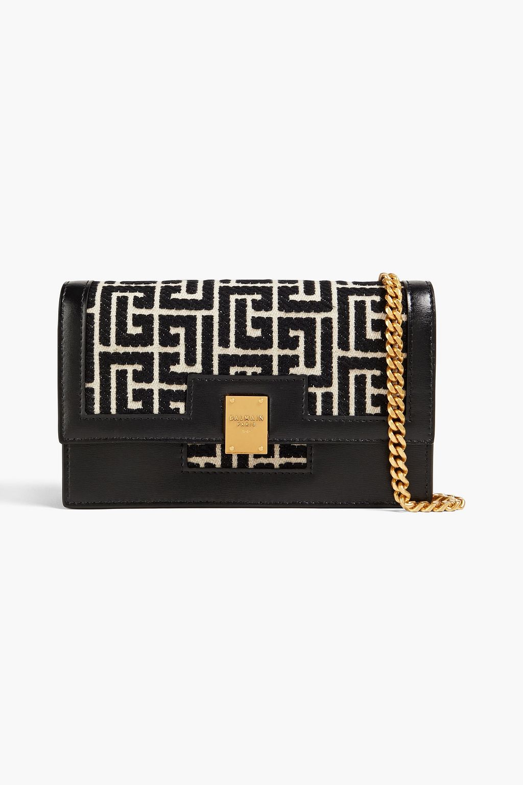 BALMAIN 1945 jacquard and leather shoulder bag | THE OUTNET