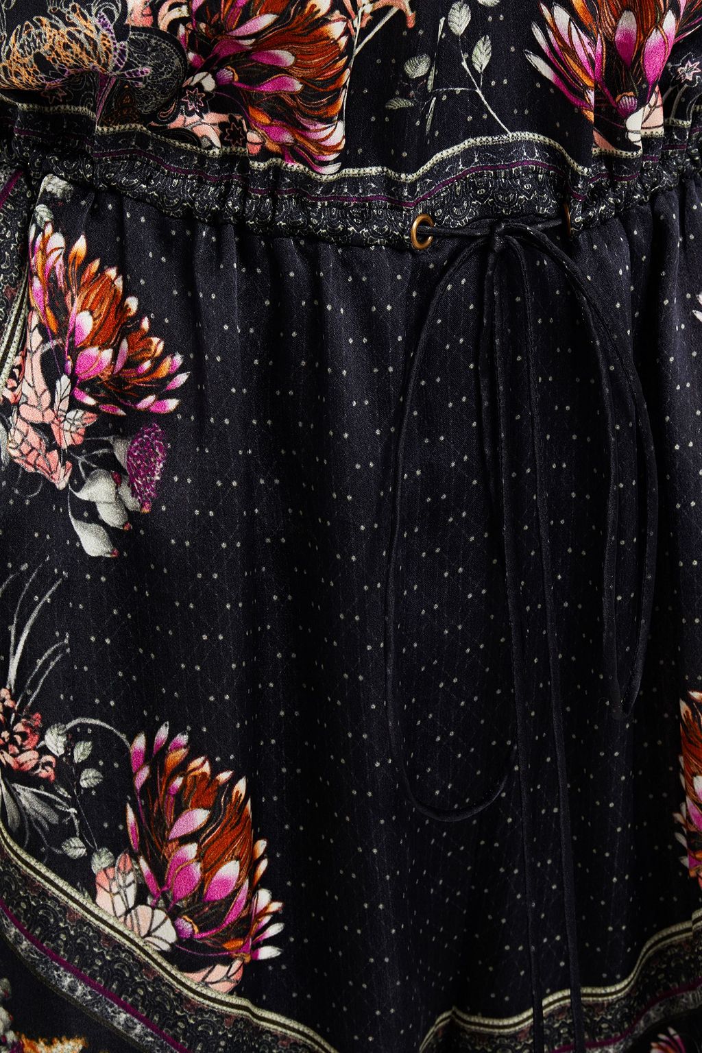 CAMILLA Lace-trimmed crystal-embellished printed silk crepe de chine playsuit