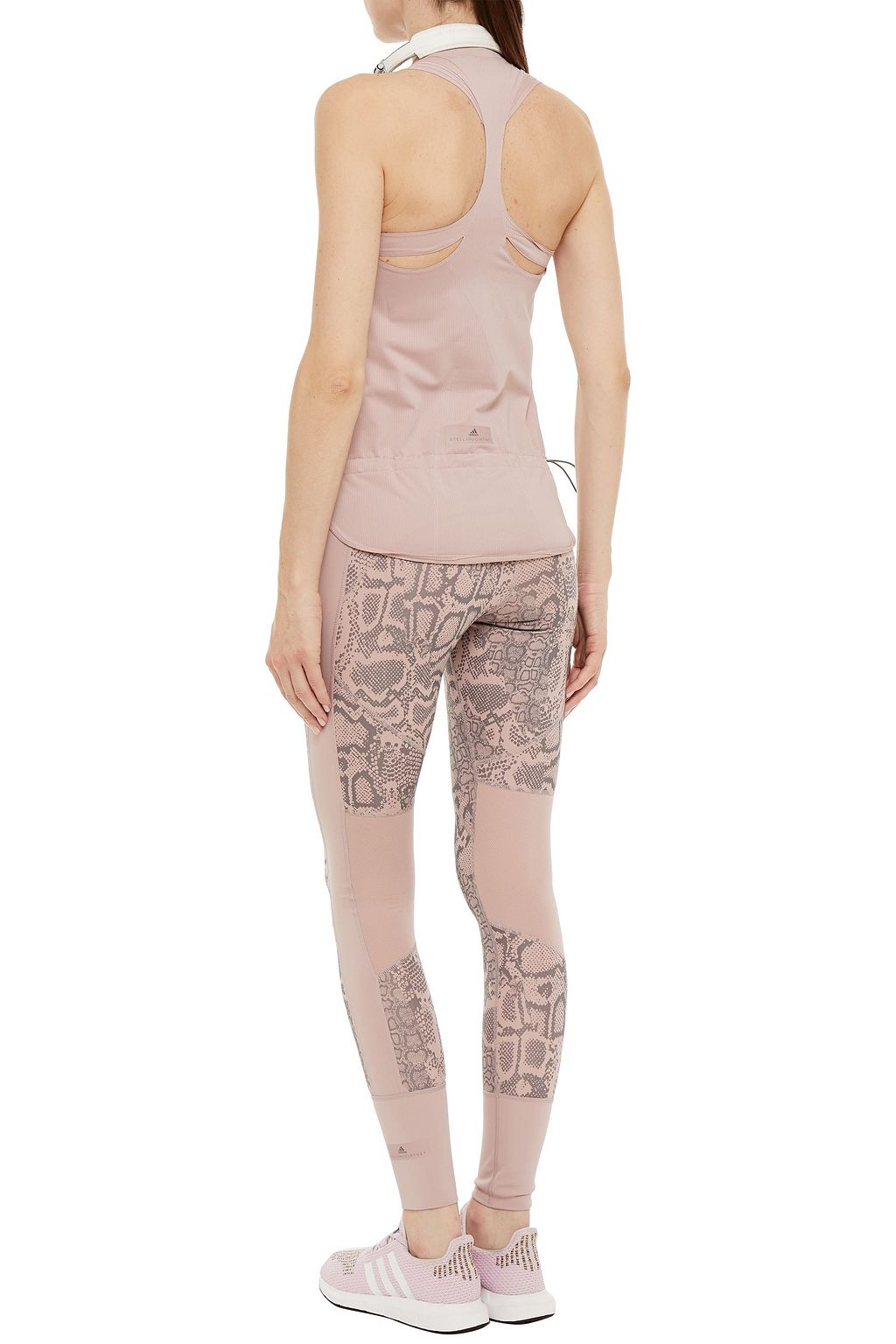 ADIDAS BY STELLA MCCARTNEY Mesh-paneled snake-print stretch leggings