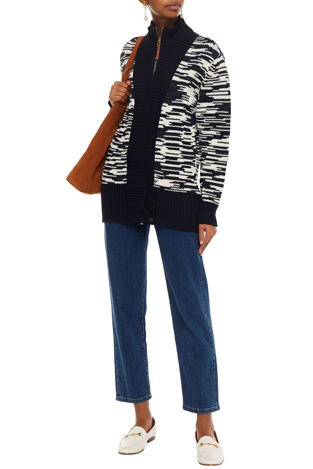 TORY BURCH Olivia merino wool-jacquard cardigan