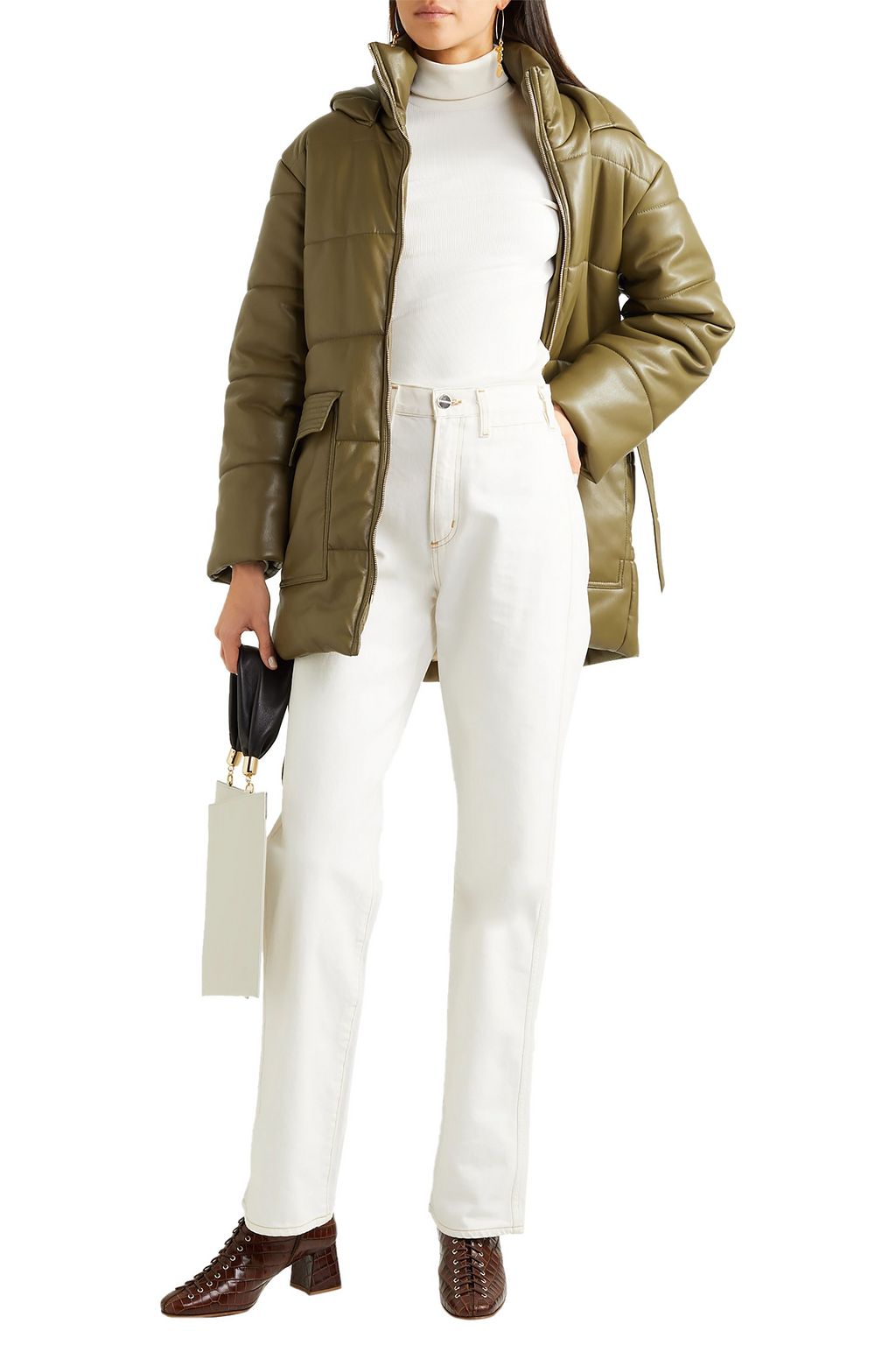 NANUSHKA Lenox quilted vegan leather hooded coat