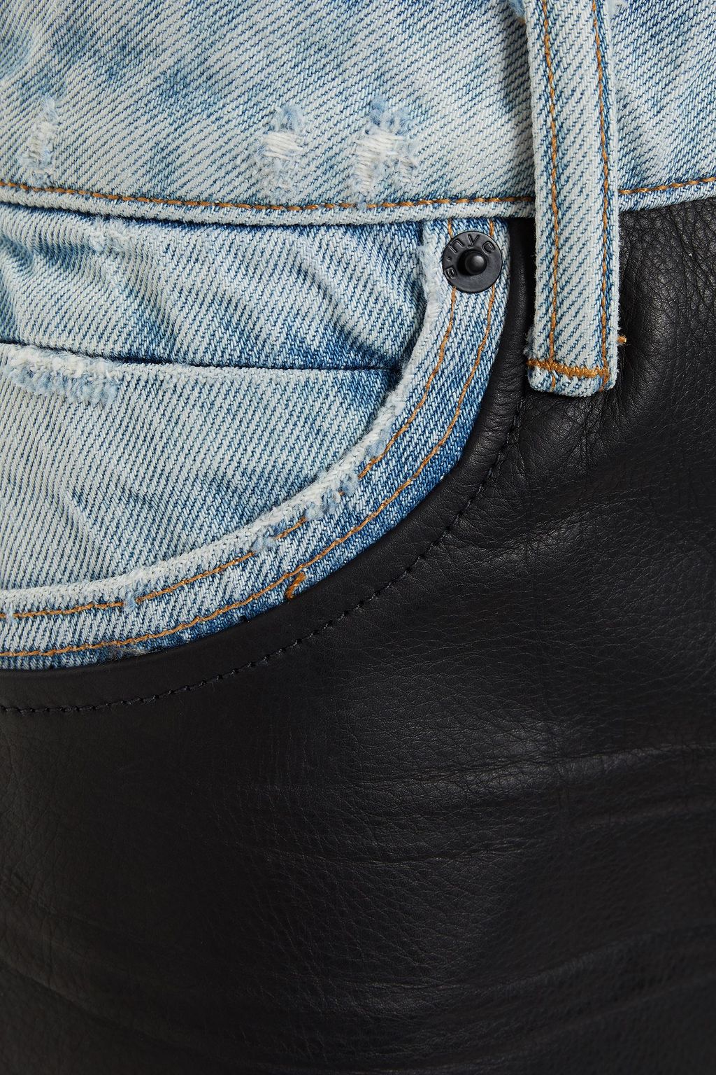 ALEXANDER WANG Bite Minirock aus Denim und Narbenleder in Distressed-Optik