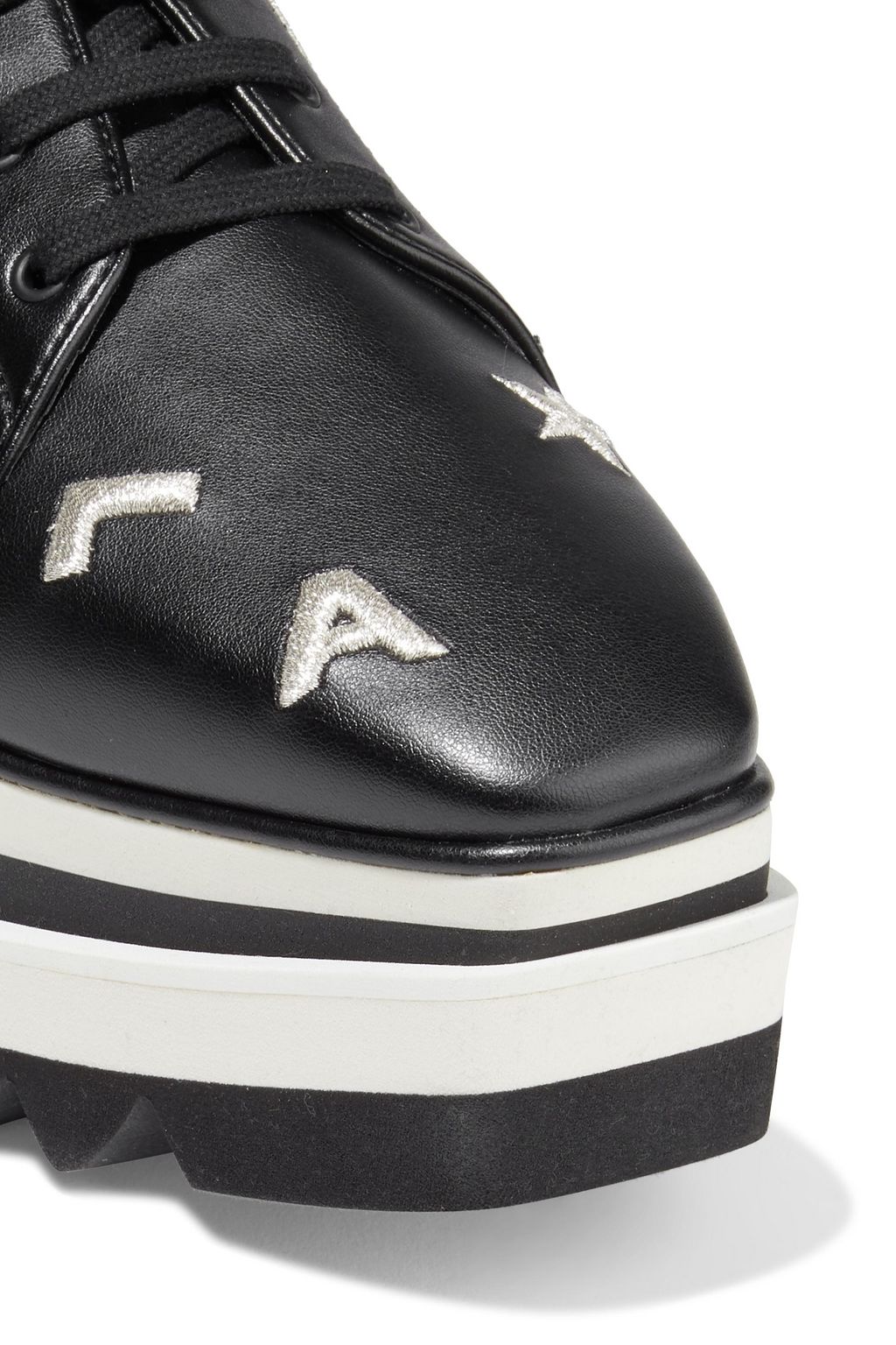 Black Sneak-Elyse embroidered faux leather platform sneakers | Sale up to 70% off | THE OUTNET 