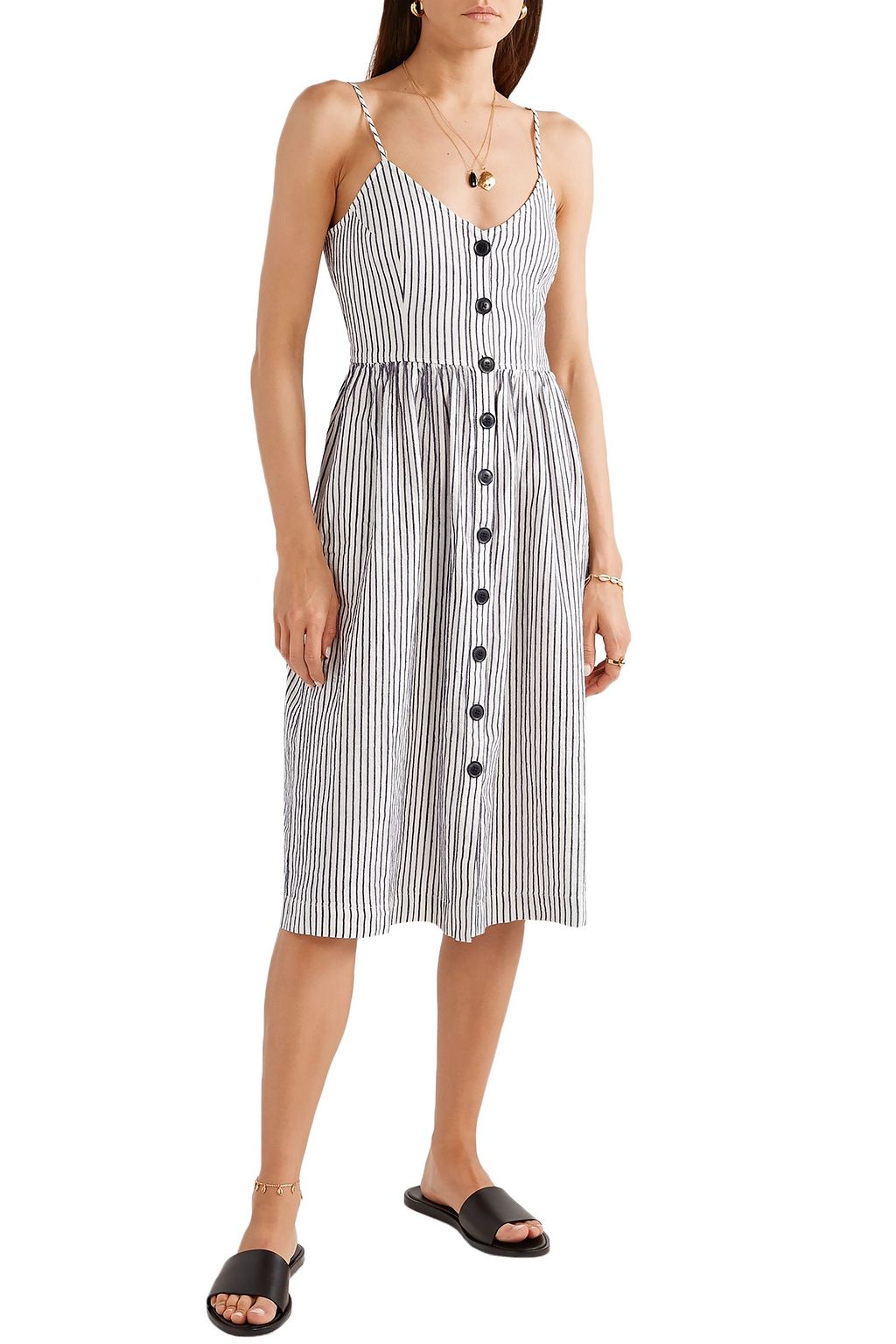 ATM ANTHONY THOMAS MELILLO Striped cotton and linen-blend midi dress