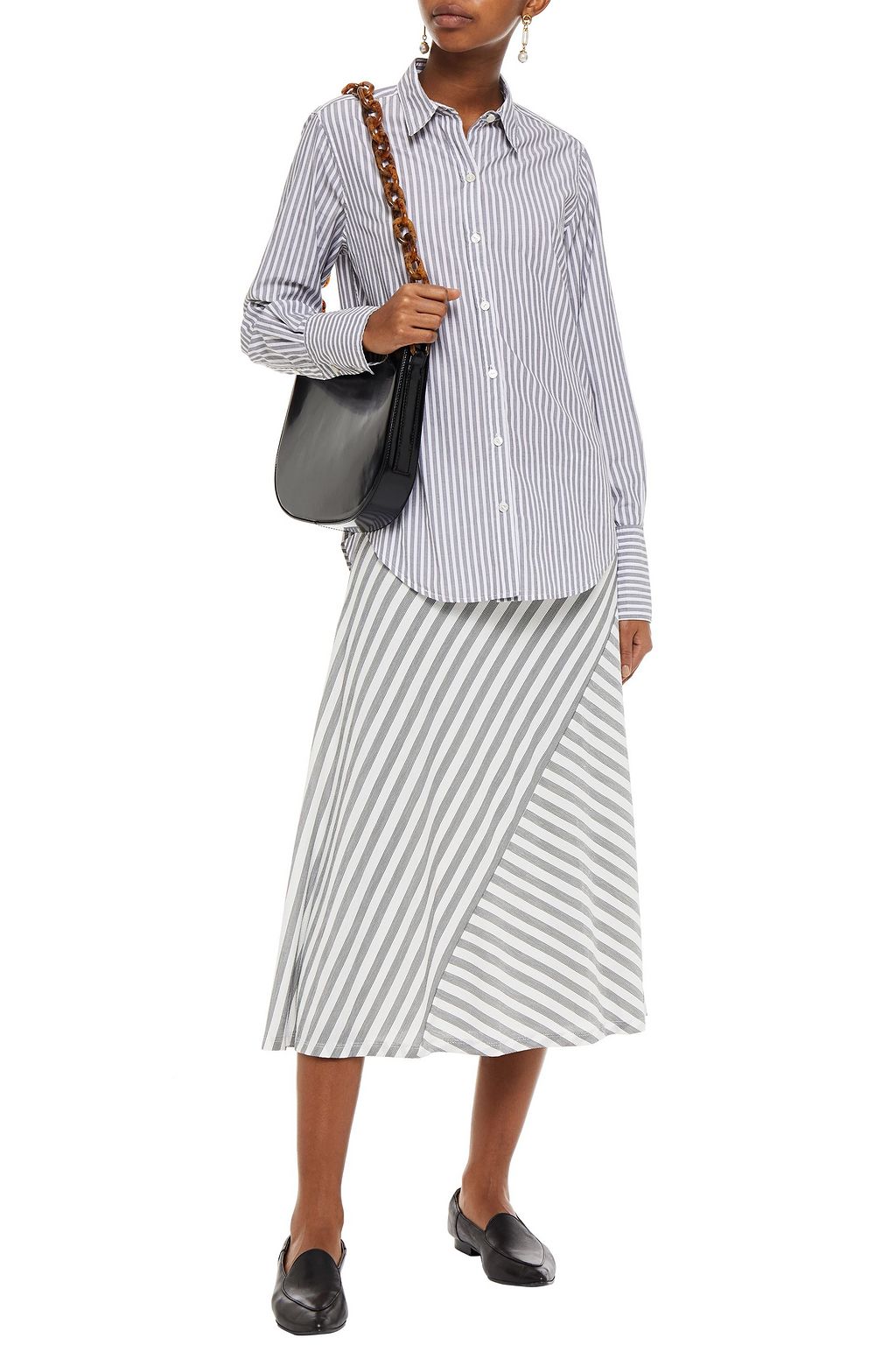 NILI LOTAN Helen striped cotton-poplin shirt