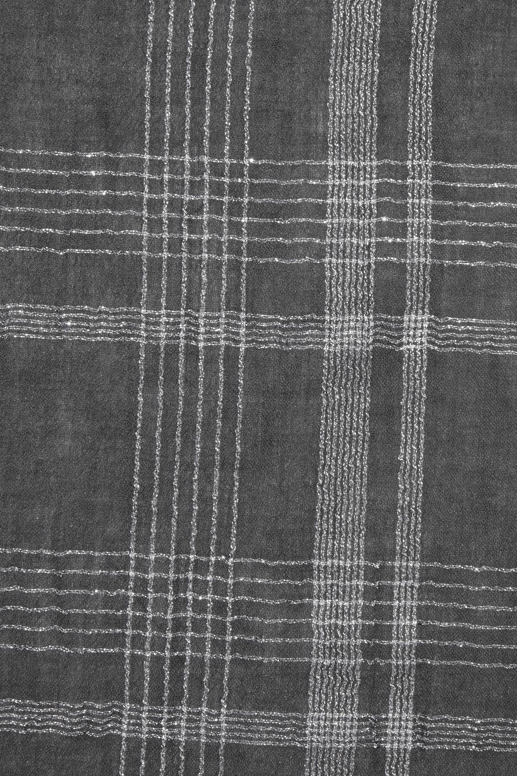 CHAN LUU Frayed metallic checked wool scarf