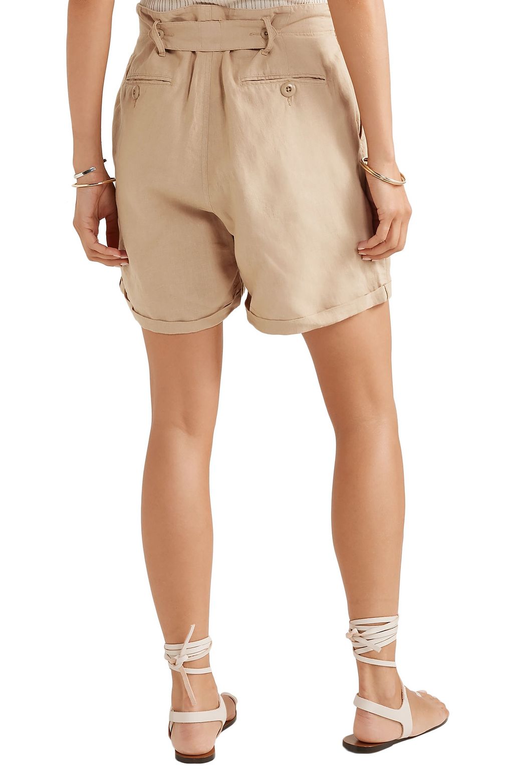 THE GREAT. The Explorer linen and cotton-blend shorts