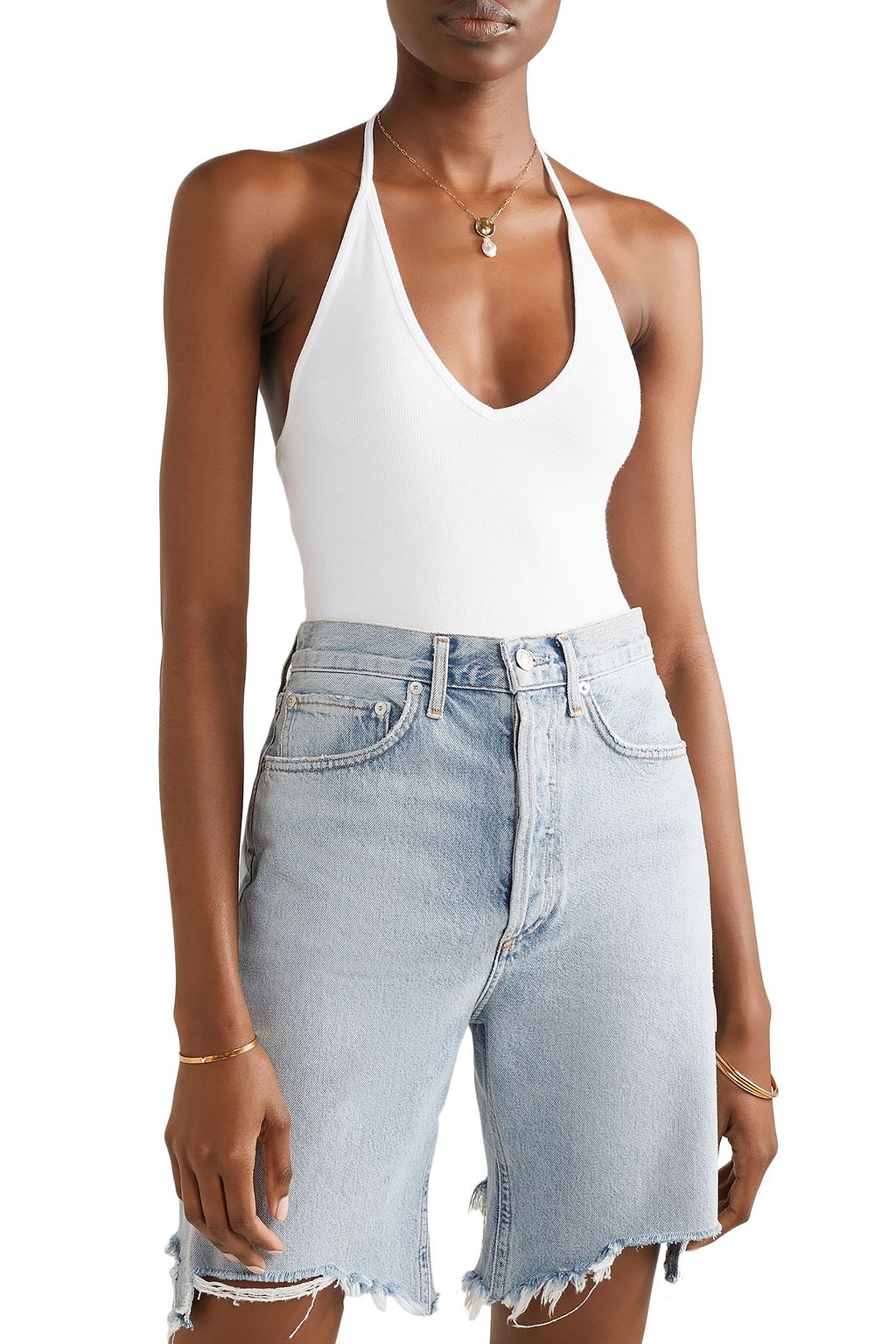 ATM ANTHONY THOMAS MELILLO Ribbed stretch-Micro Modal halterneck thong bodysuit