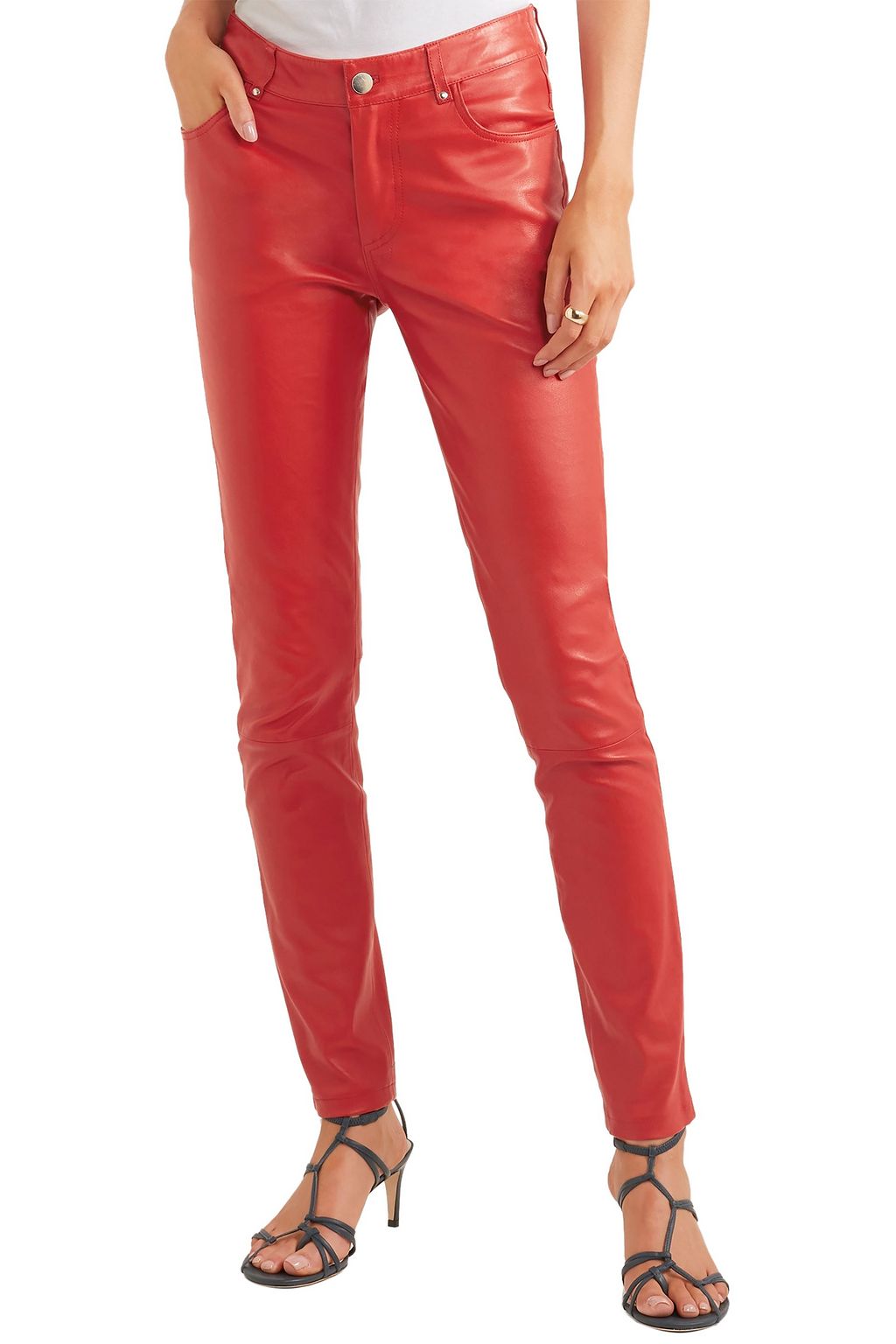 STAND STUDIO Stella leather slim-leg pants