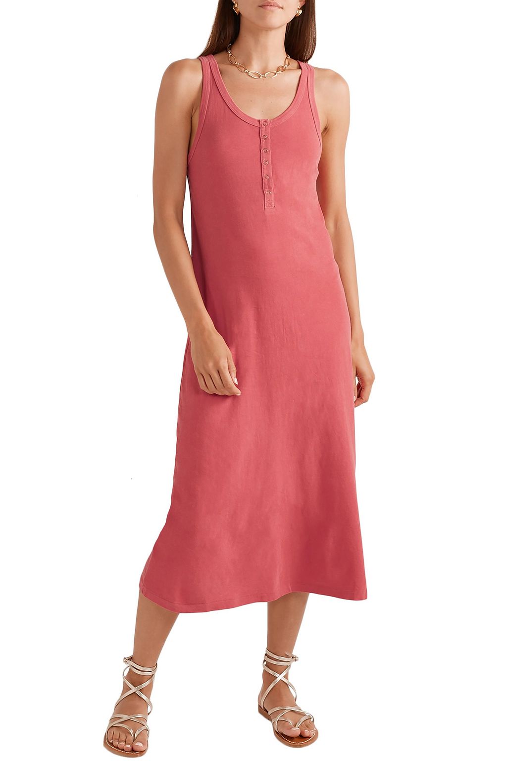 THE GREAT. The Snap Tank cotton-jersey midi dress