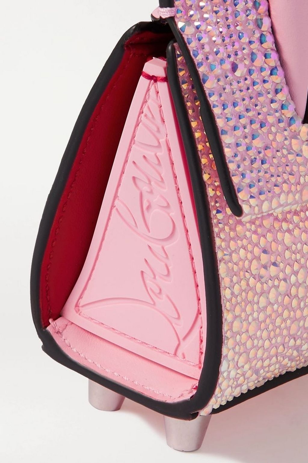 CHRISTIAN LOUBOUTIN Paloma Nano crystal-embellished suede, leather and rubber shoulder bag