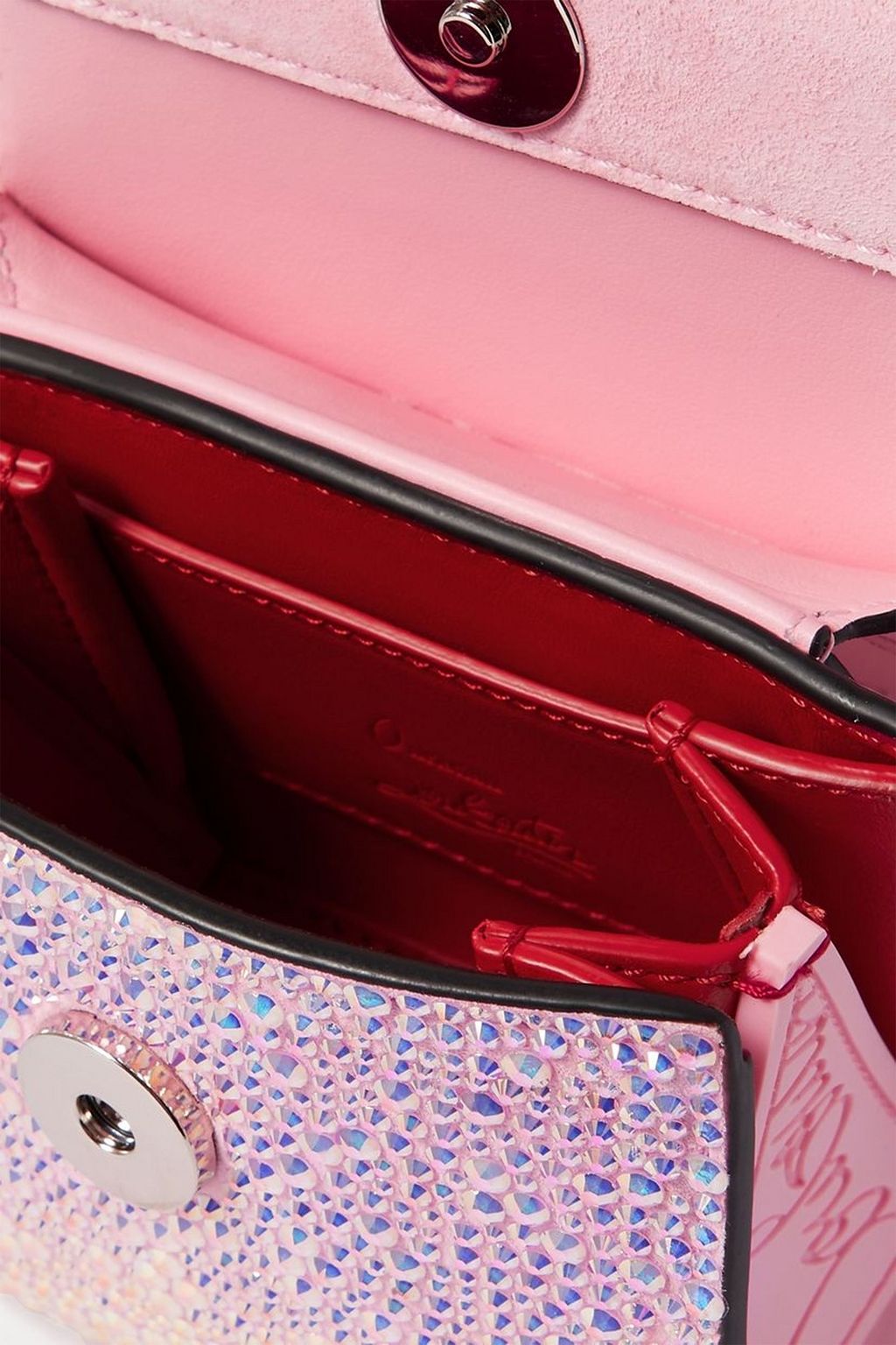 CHRISTIAN LOUBOUTIN Paloma Nano crystal-embellished suede, leather and rubber shoulder bag