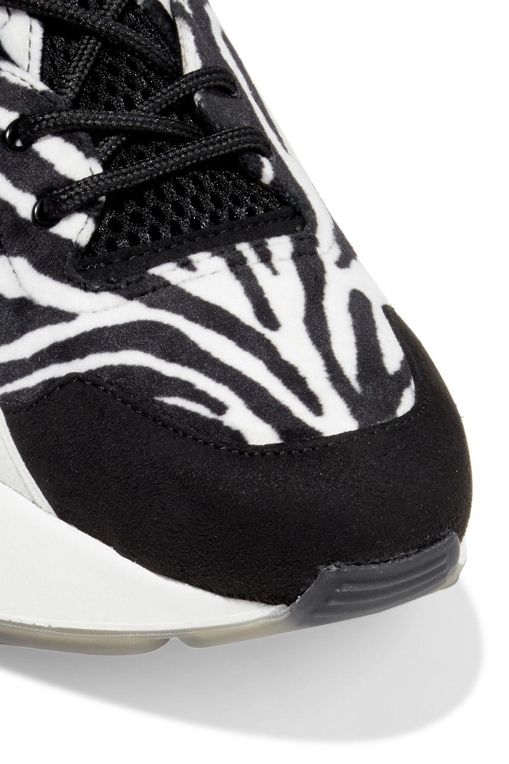 STELLA MCCARTNEY Eclypse mesh and zebra-print velvet sneakers
