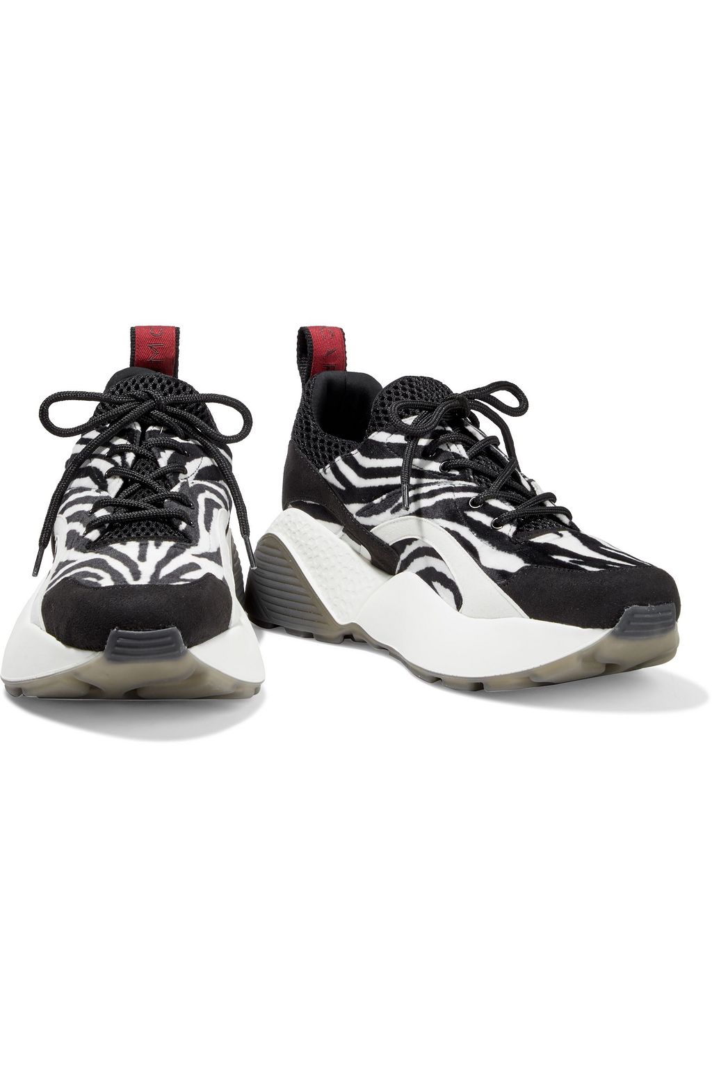 STELLA MCCARTNEY Eclypse mesh and zebra-print velvet sneakers