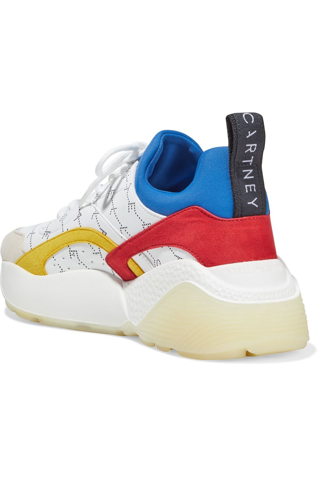 STELLA MCCARTNEY Eclypse neoprene and monogram-print faux leather exaggerated-sole sneakers