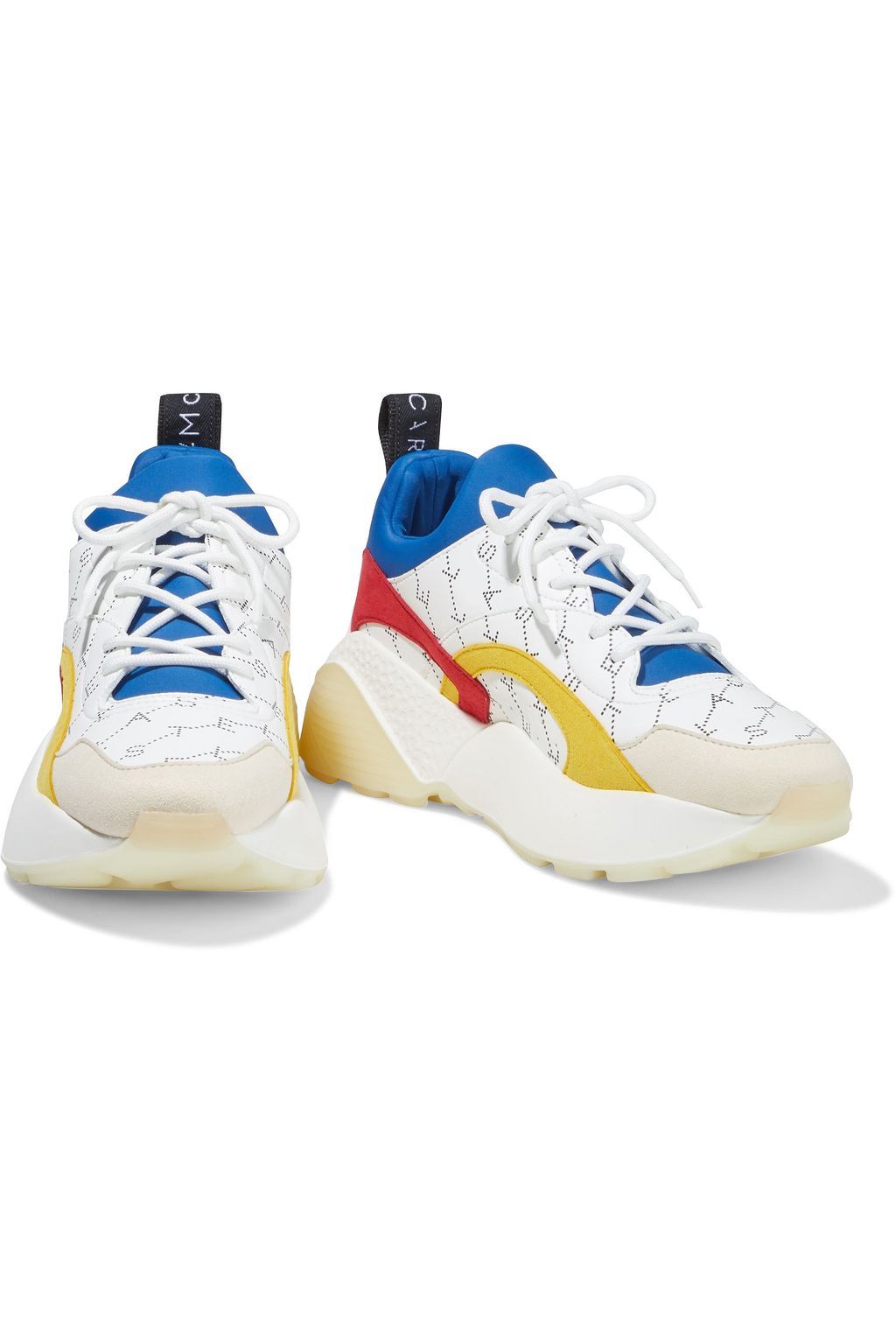 STELLA MCCARTNEY Eclypse neoprene and monogram-print faux leather exaggerated-sole sneakers