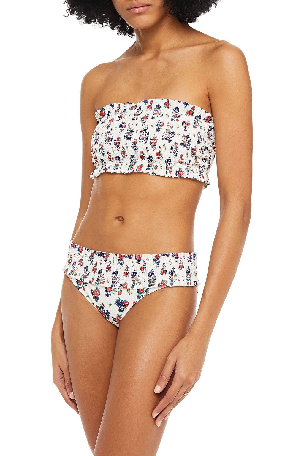 TORY BURCH Ruffle-trimmed shirred printed bandeau bikini top | Sale up to  70% off | THE OUTNET