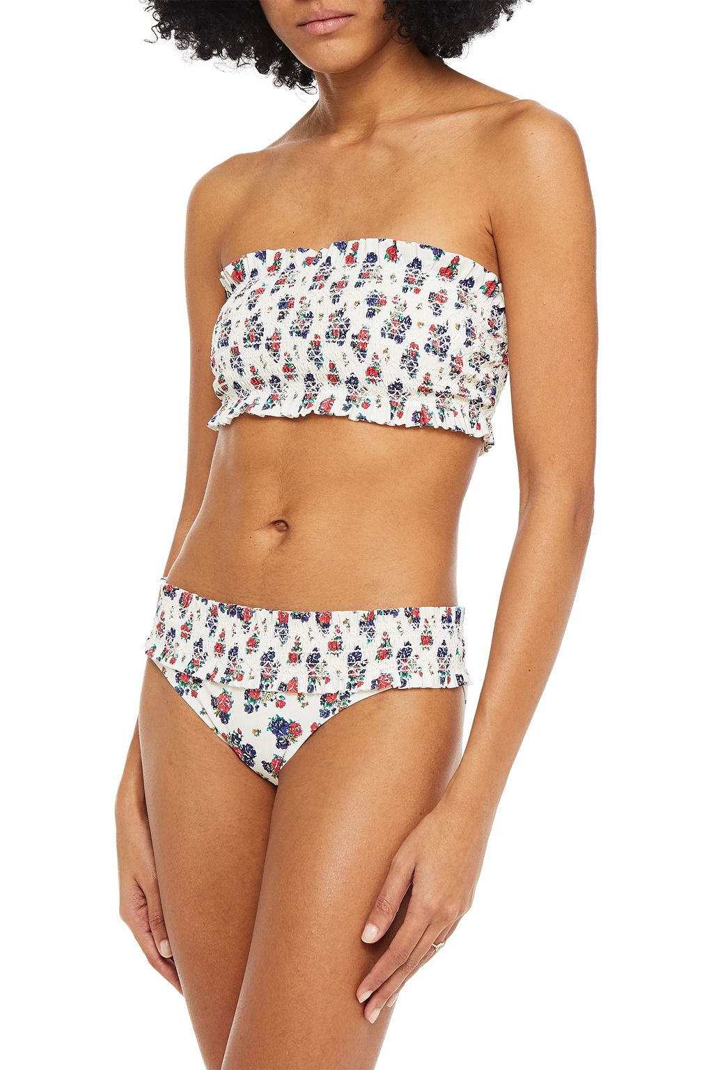 TORY BURCH Ruffle-trimmed shirred printed low-rise bikini briefs | Sale up  to 70% off | THE OUTNET