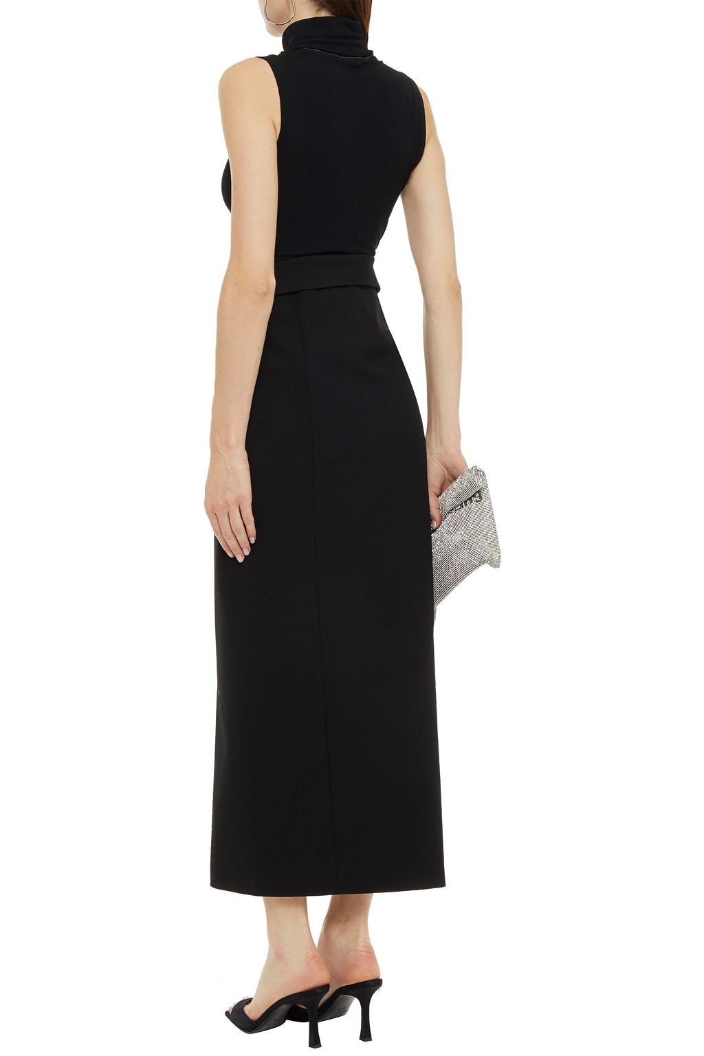 ALEXANDER WANG Satin-trimmed wool-blend twill maxi skirt