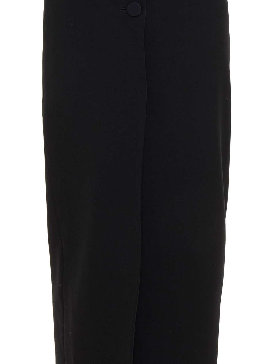 satin-trimmed wool-blend twill maxi skirt