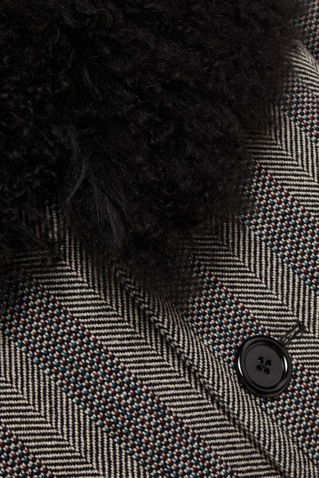 MARC JACOBS Shearling-trimmed herringbone wool coat