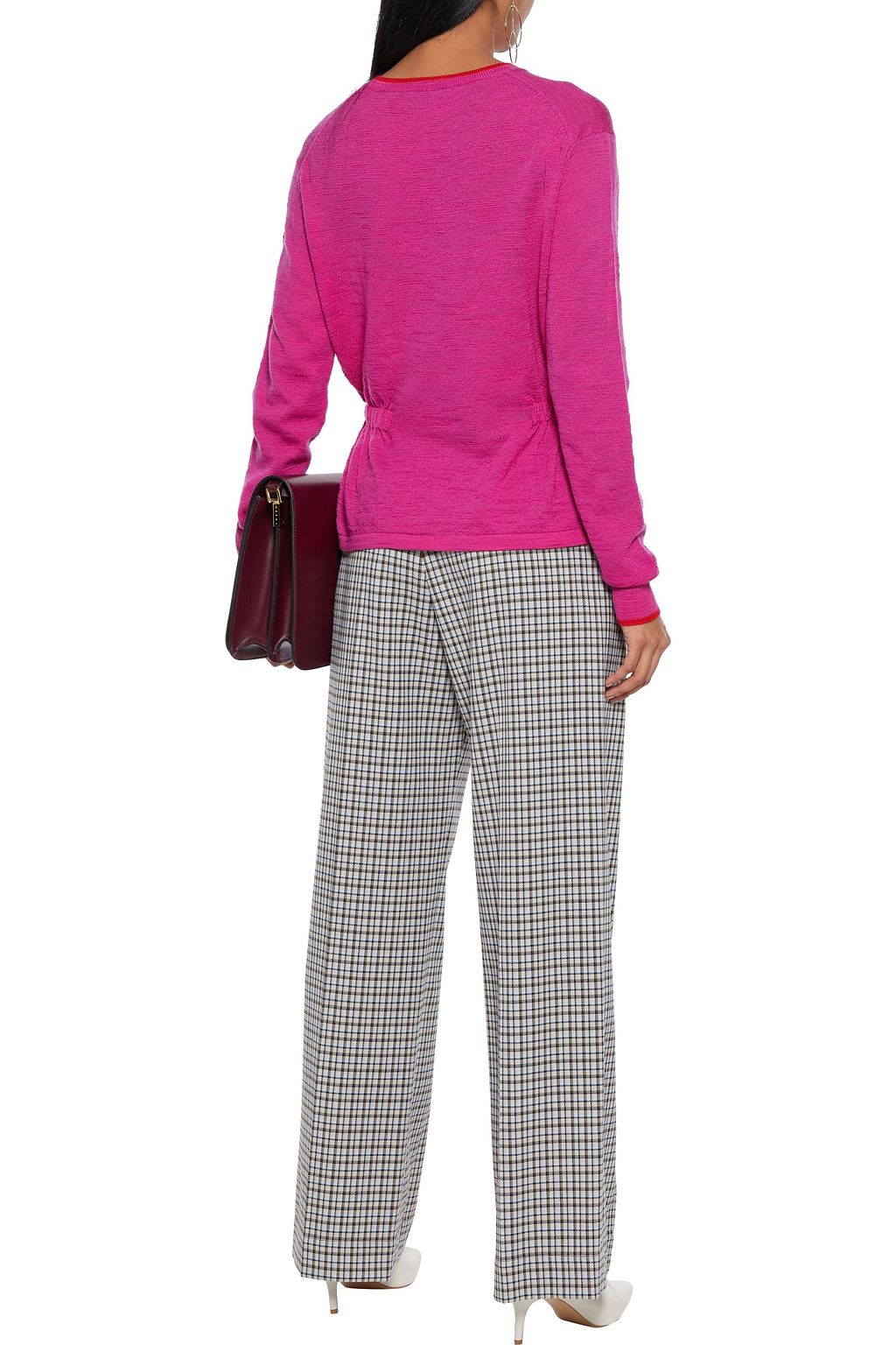 VERONICA BEARD Charlene shirred striped merino wool sweater