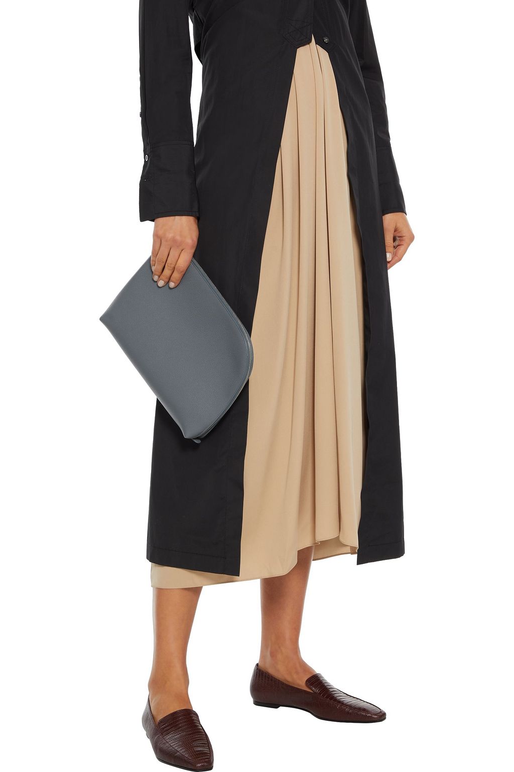 THE ROW Medium Square pebbled-leather pouch
