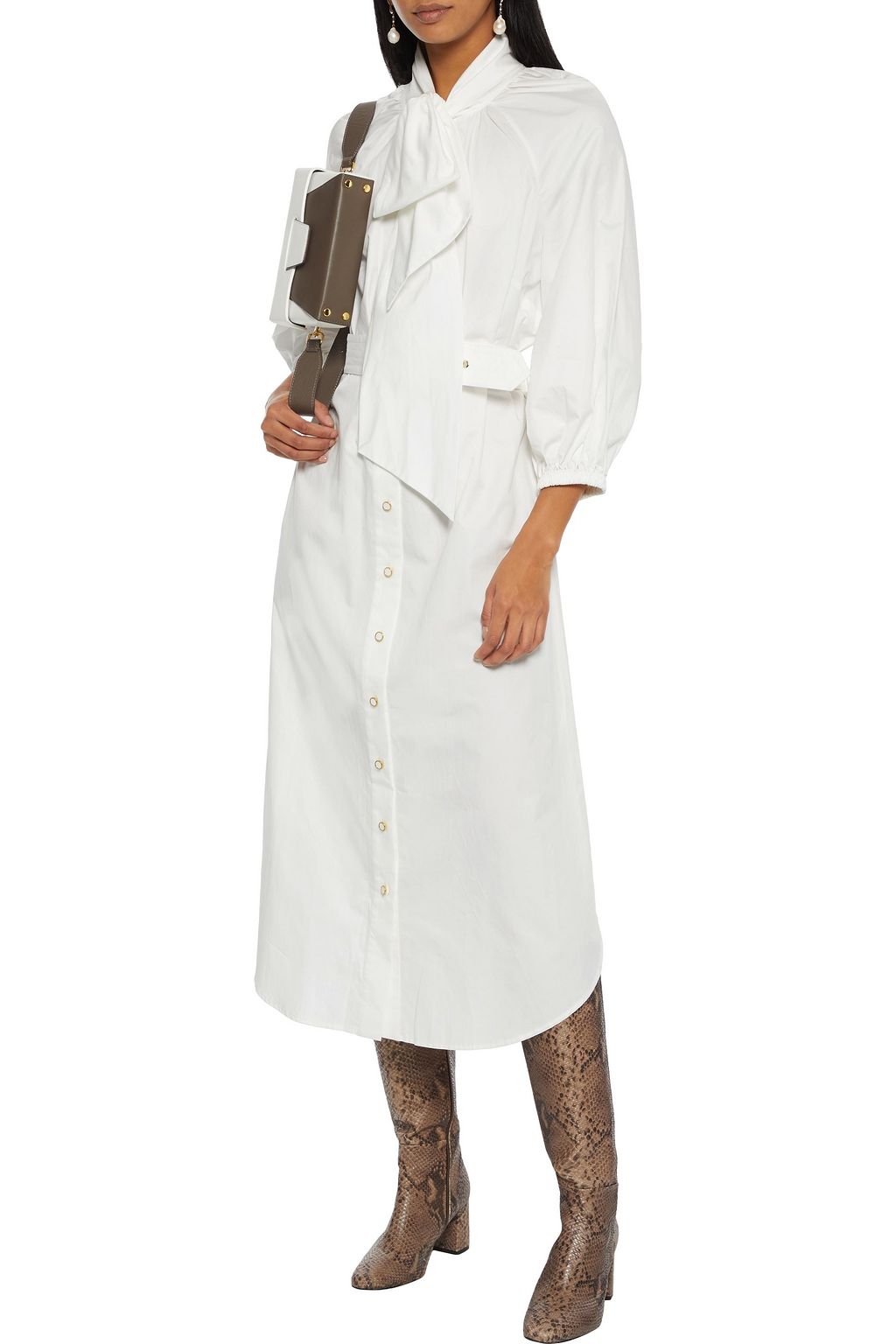 ZIMMERMANN Espionage Bow belted cotton-poplin midi shirt dress