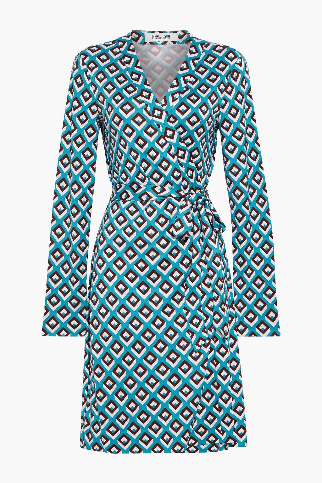 Turquoise Julian printed silk-jersey wrap dress | Sale up to 70% off | THE  OUTNET | DIANE VON FURSTENBERG | THE OUTNET