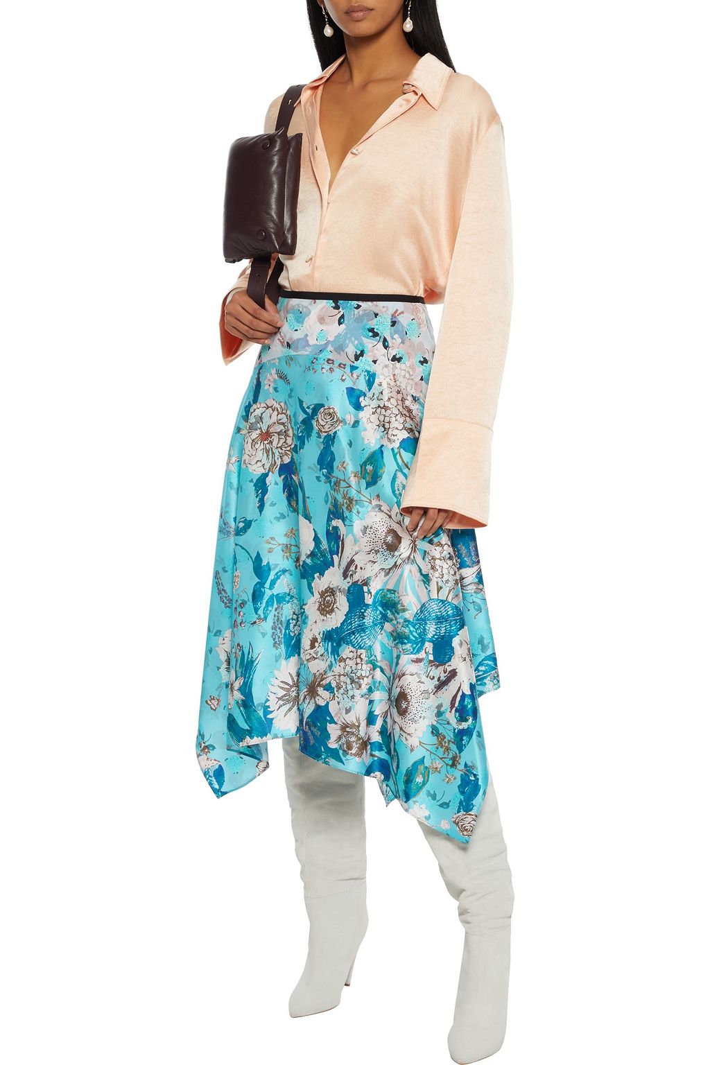 DIANE VON FURSTENBERG Aileen reversible asymmetric floral-print silk-satin skirt