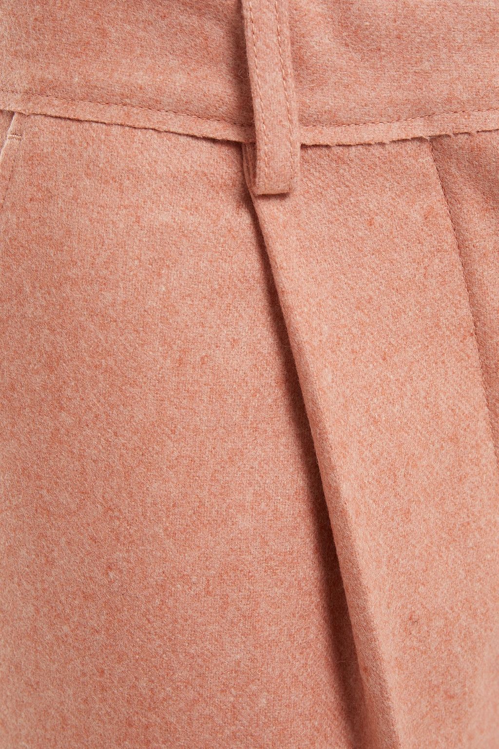 ACNE STUDIOS Cropped pleated mélange wool-blend flannel tapered pants