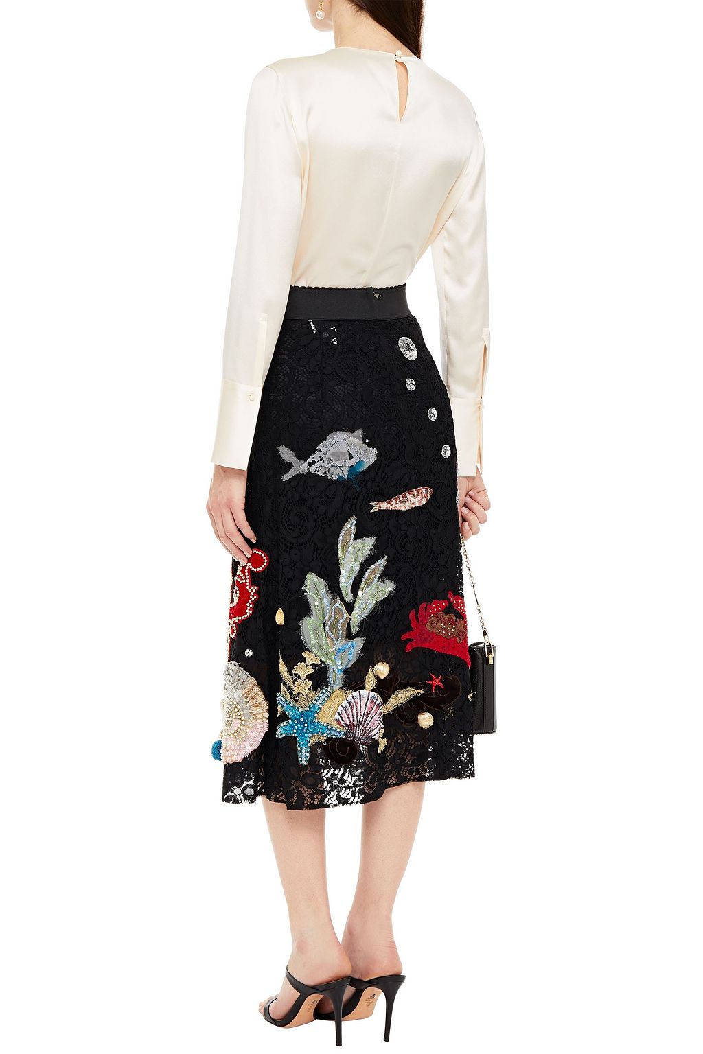 DOLCE&GABBANA Verzierter Midirock aus schnurgebundener Spitze