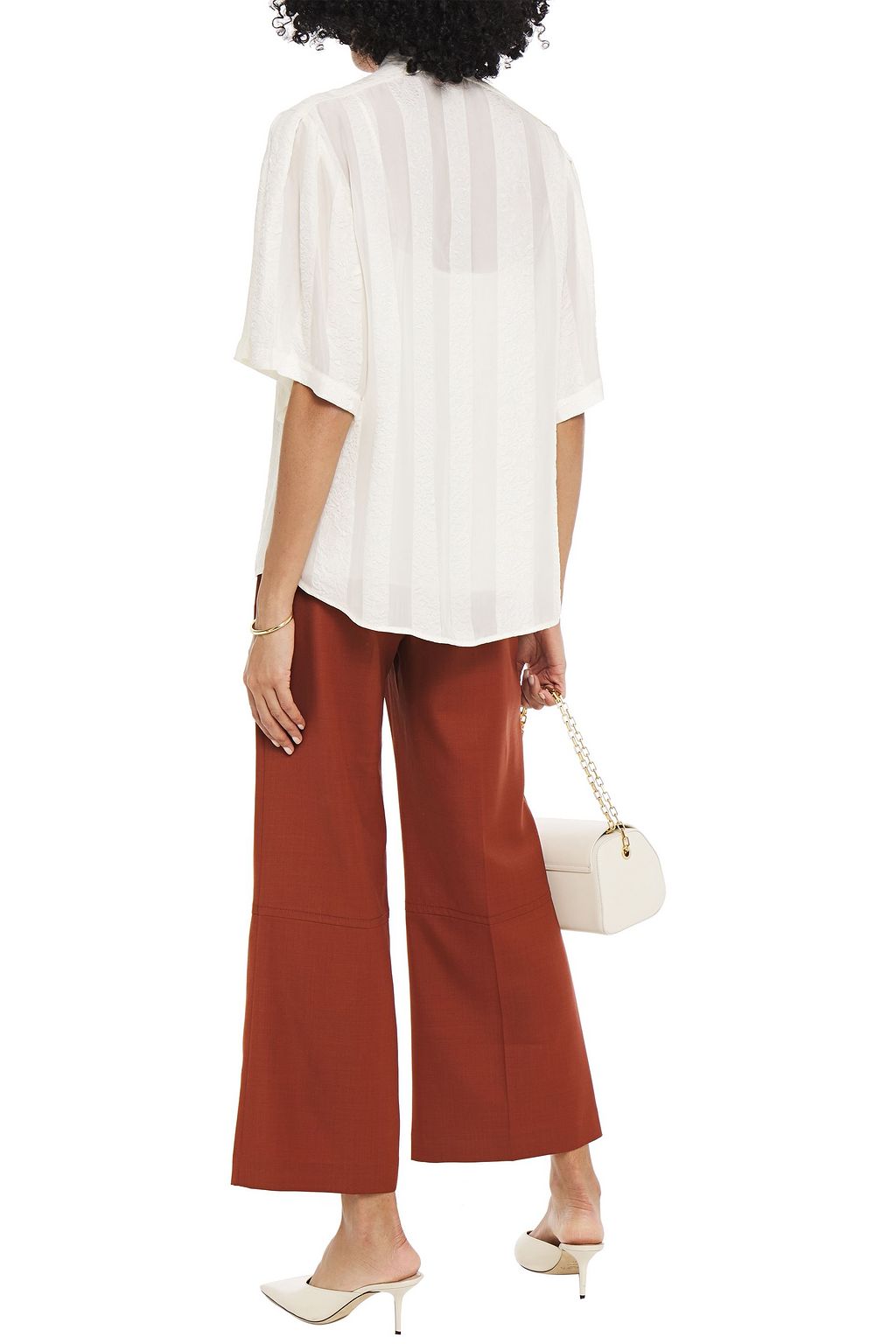 TORY BURCH Striped silk-jacquard shirt