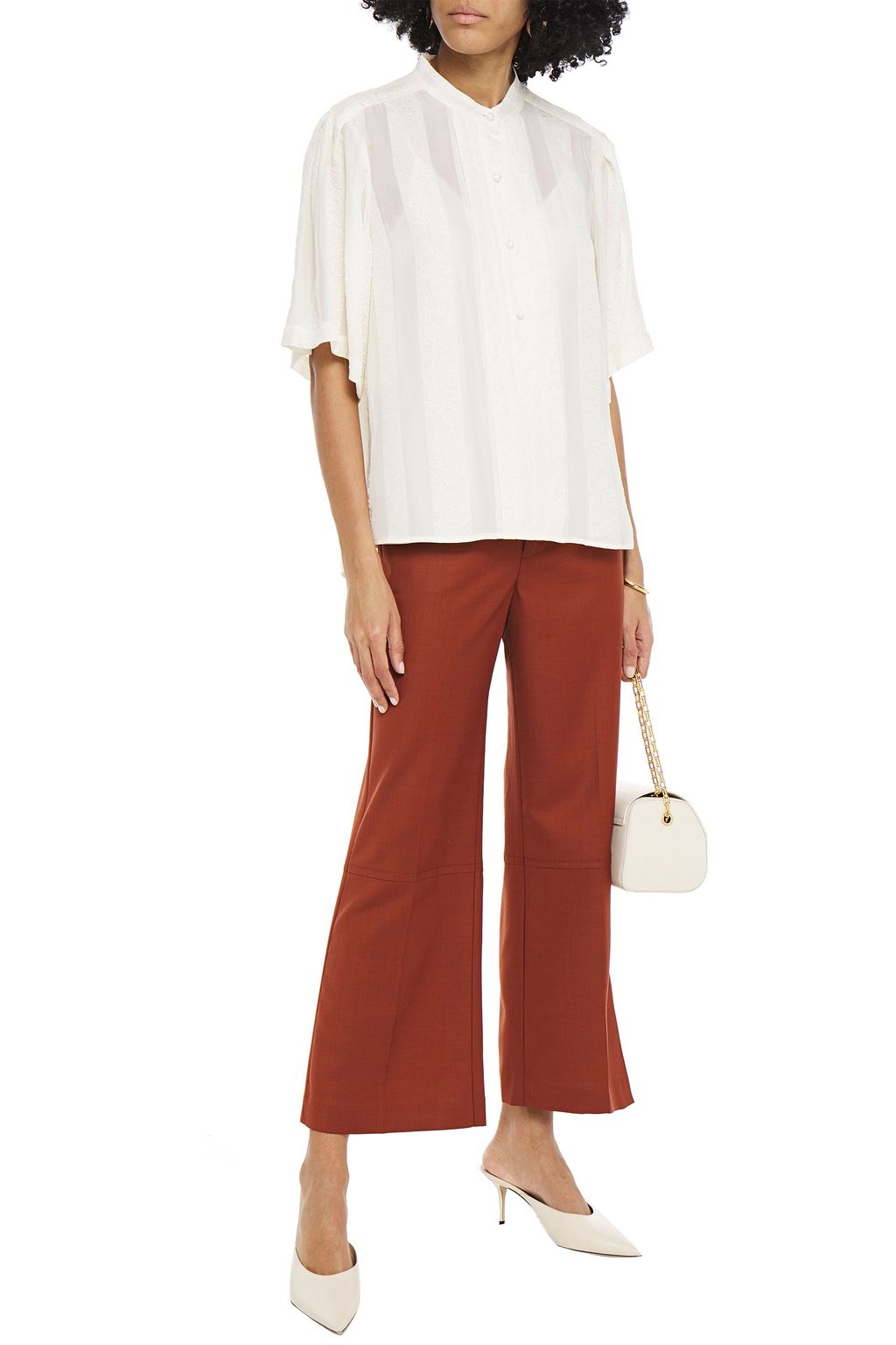 TORY BURCH Striped silk-jacquard shirt