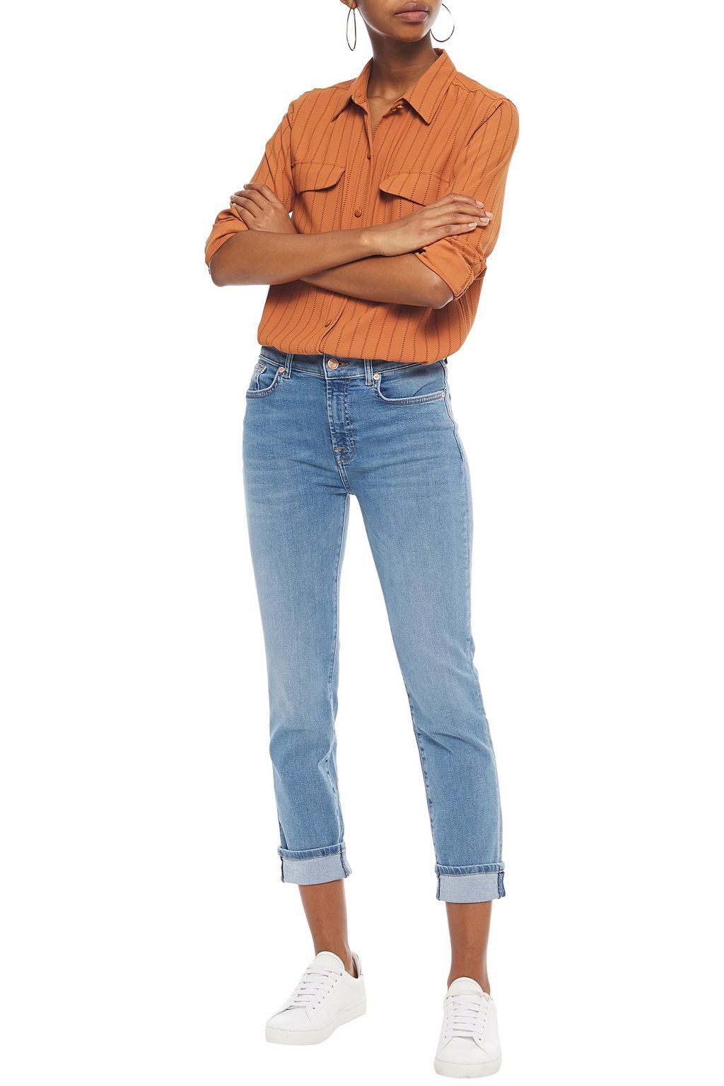 7 FOR ALL MANKIND Cropped mid-rise slim-leg jeans