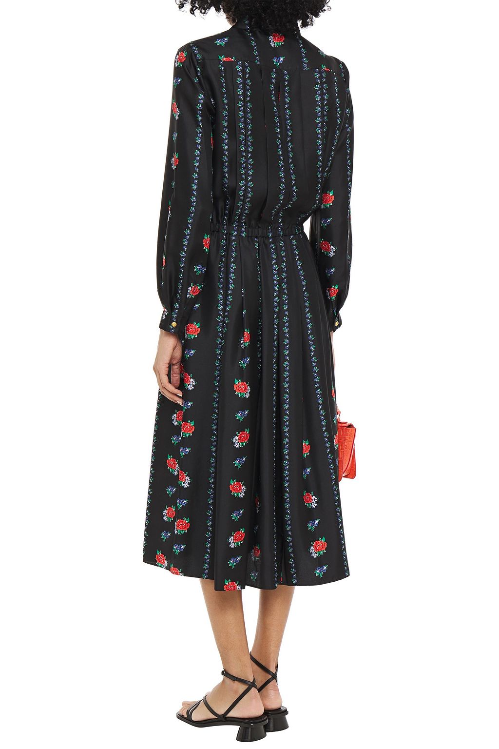 TORY BURCH Pleated gathered floral-print silk-twill midi dress