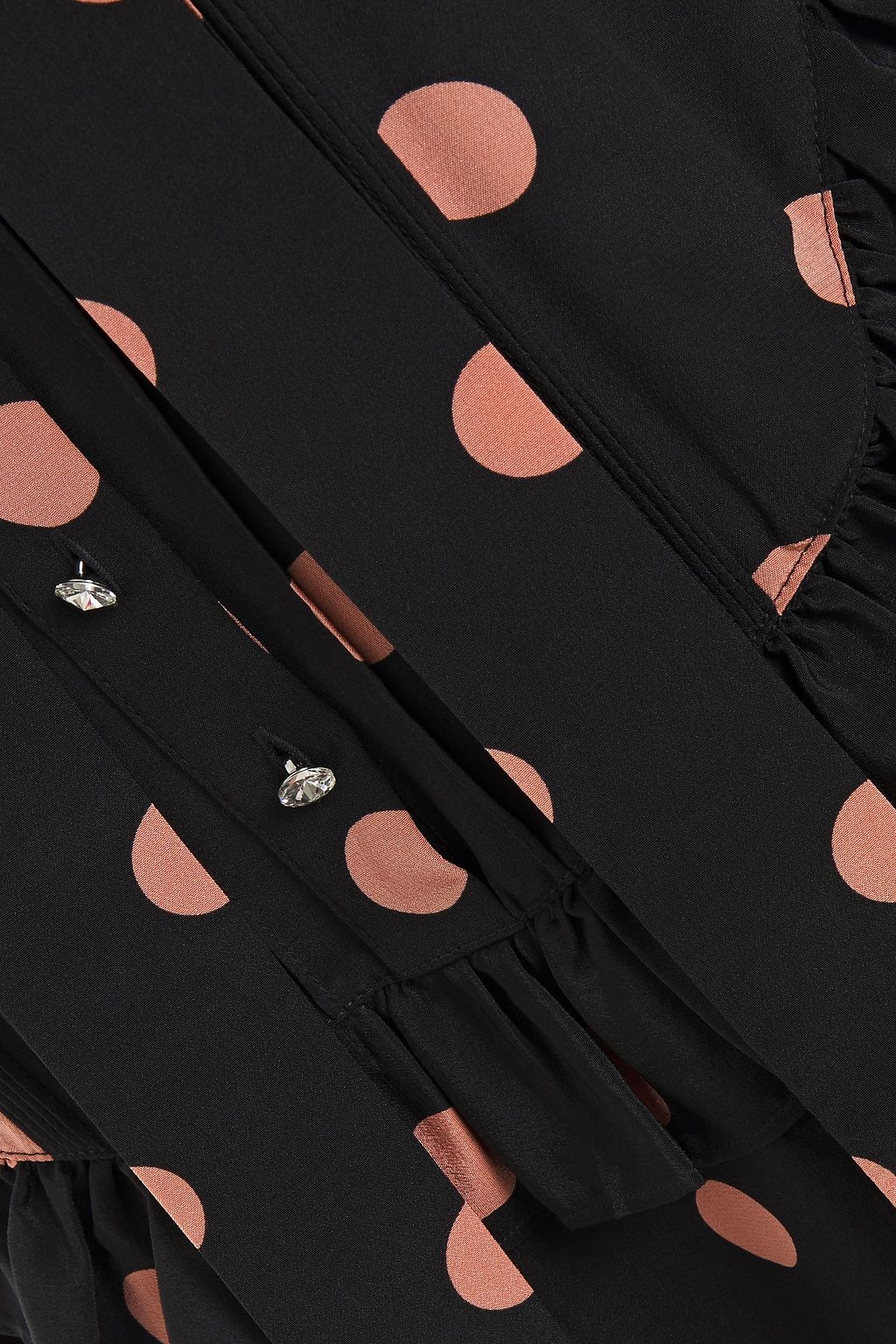 TORY BURCH Tie-neck ruffle-trimmed polka-dot silk crepe de chine dress