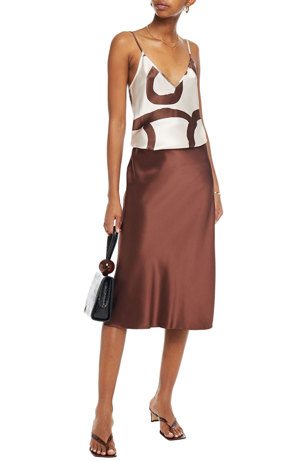 LEE MATHEWS Bella printed silk-satin camisole