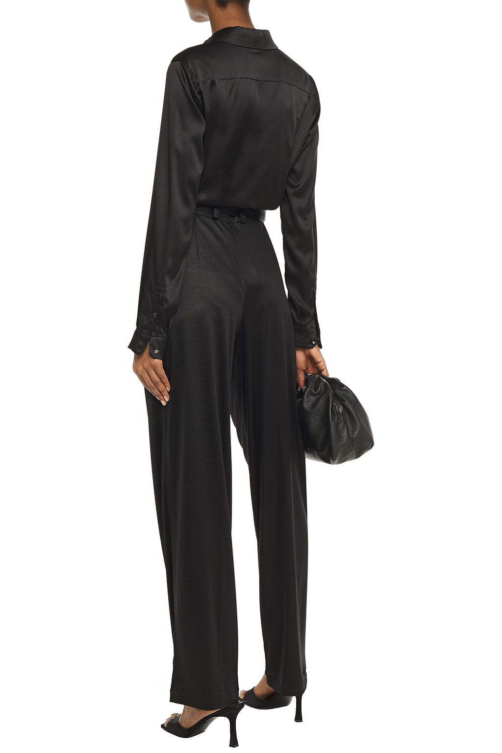 JOSEPH Pleated satin-jersey wide-leg pants