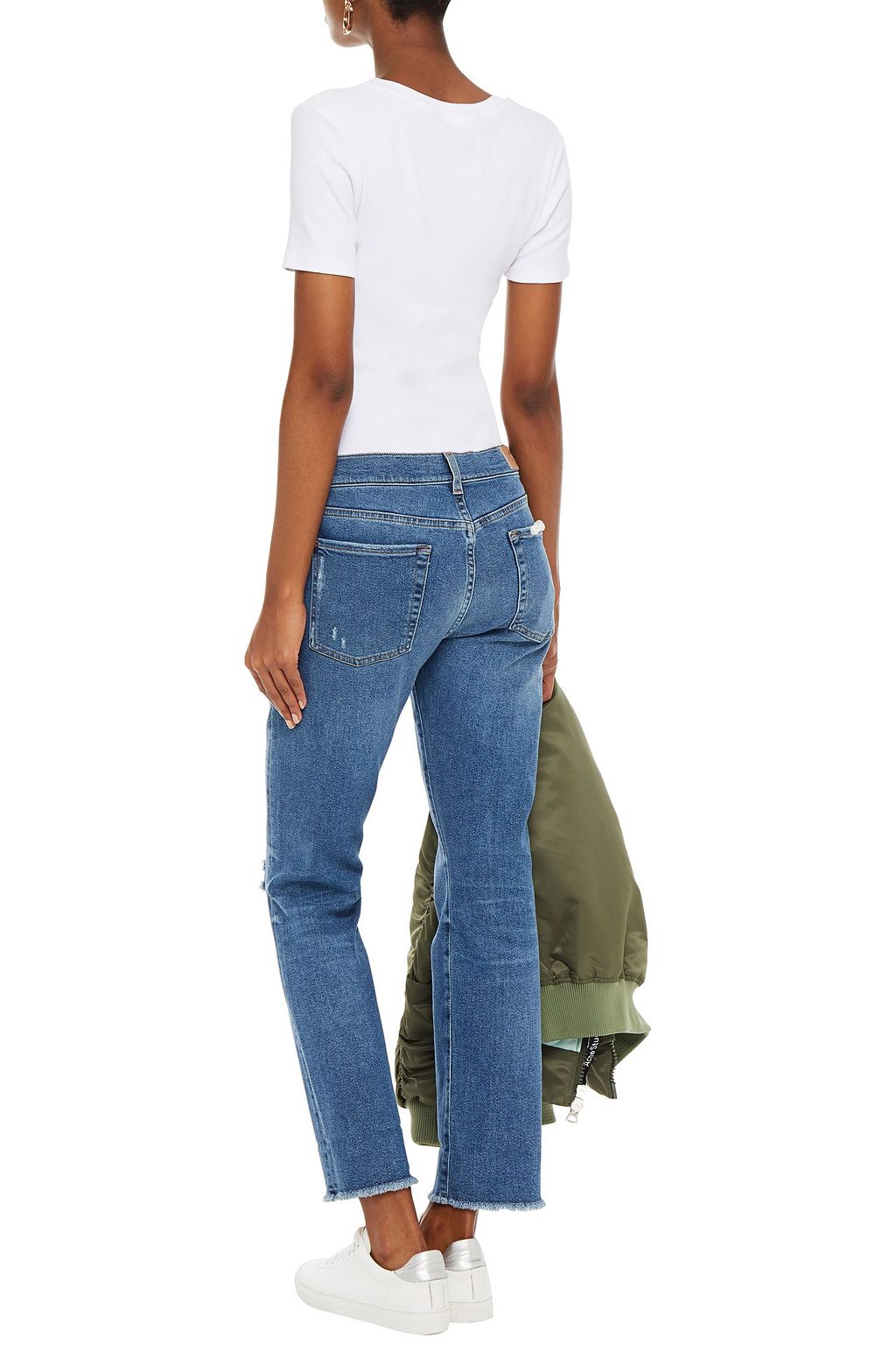 7 FOR ALL MANKIND Distressed low-rise slim-leg jeans