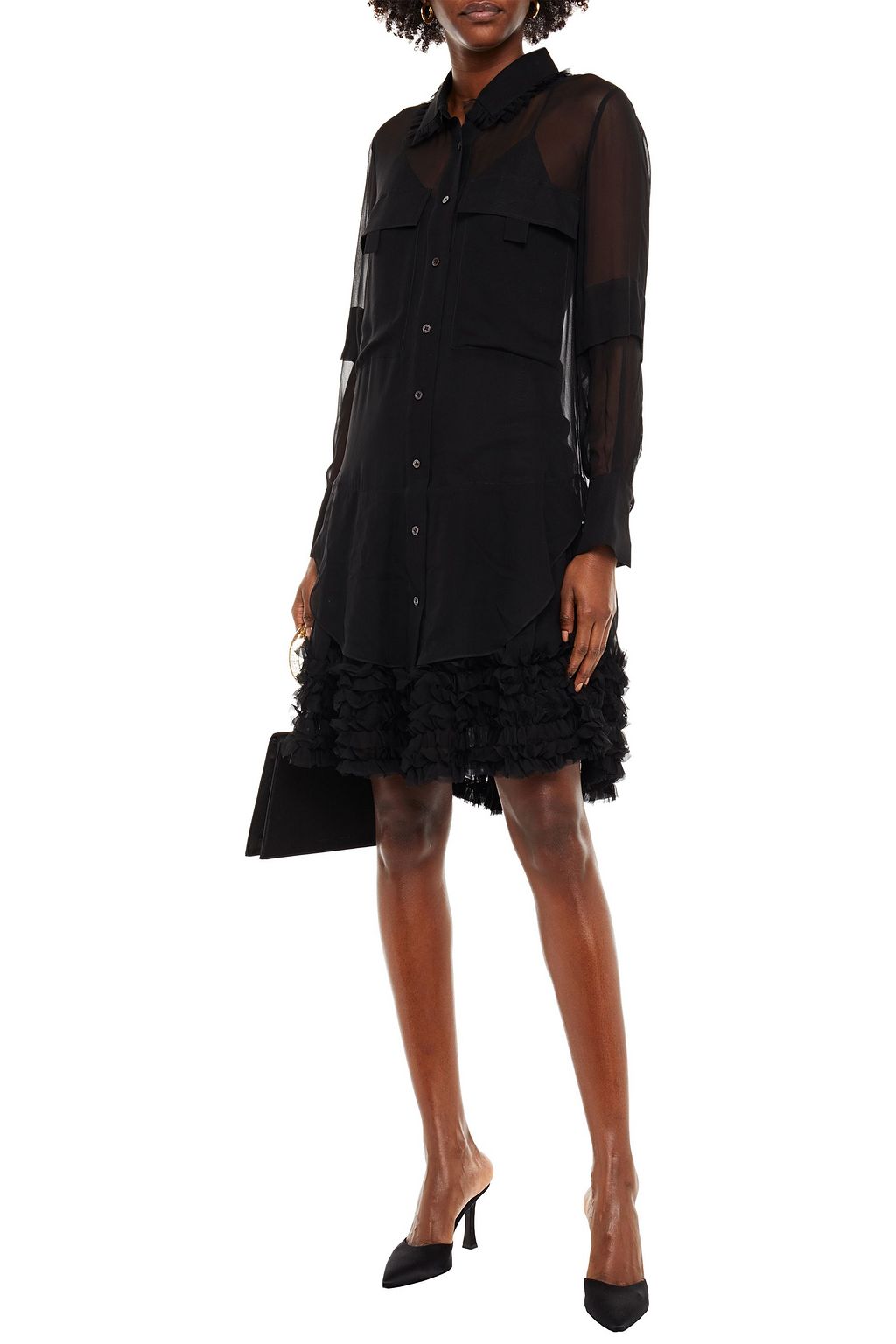 LEE MATHEWS Kitty layered ruffled silk-chiffon dress